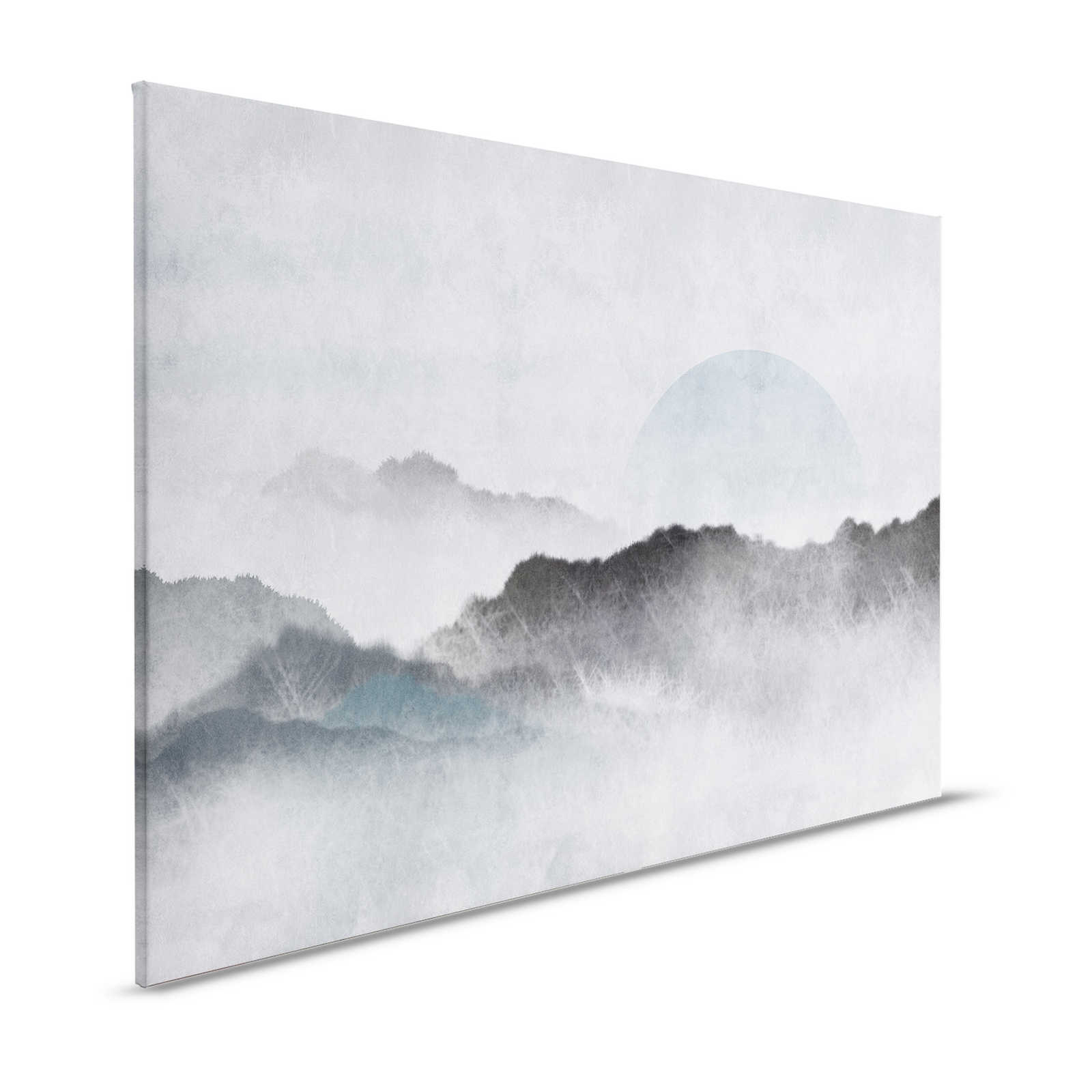 Akaishi 2 - Leinwandbild Asiatische Kunst Berglandschaft, Grau & Weiß – 1,20 m x 0,80 m
