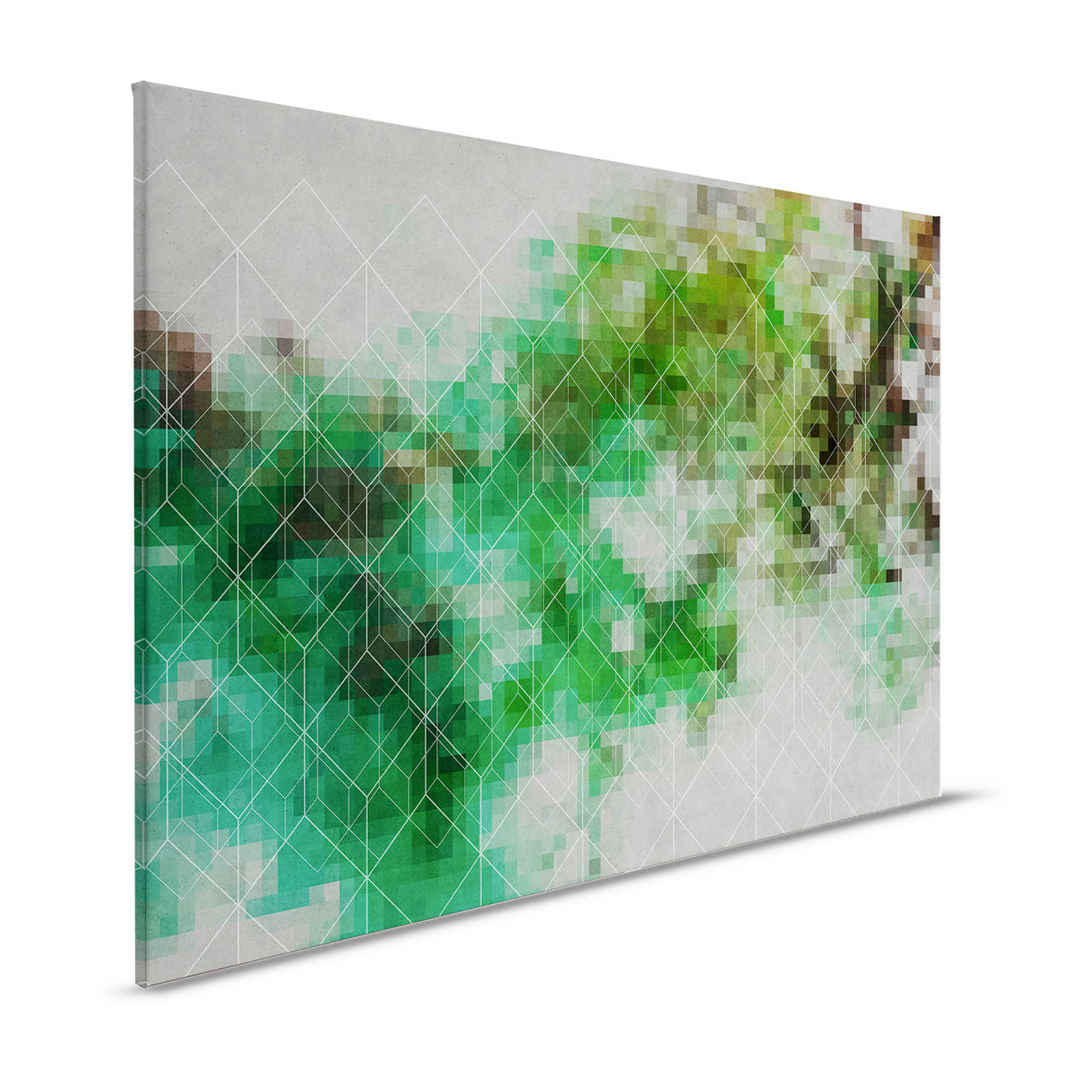 Leinwandbild Farbe-Wolken & Linienmuster | grün, grau – 1,20 m x 0,80 m

