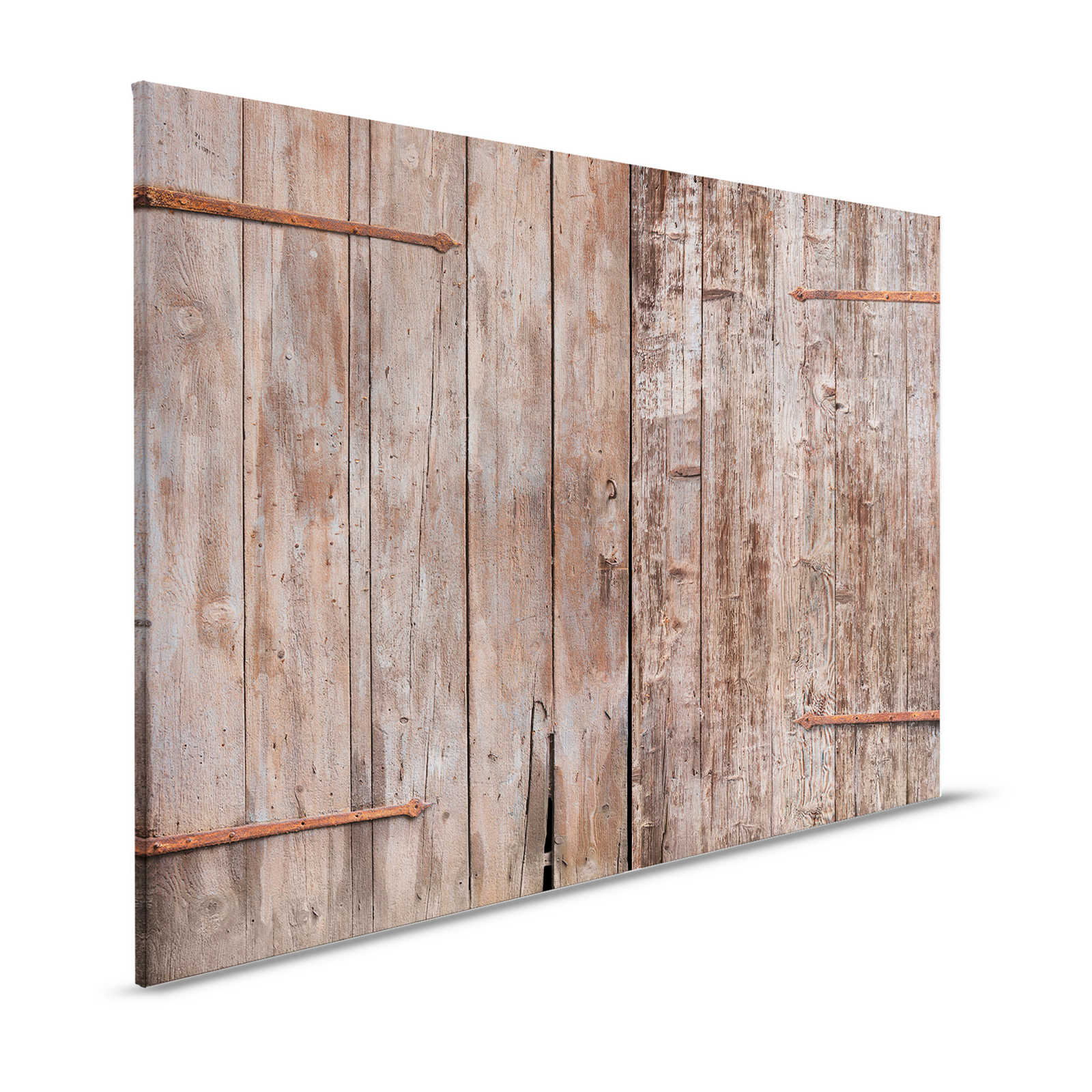 Holz Leinwandbild Scheunentor Bretteroptik im Used Look – 1,20 m x 0,80 m
