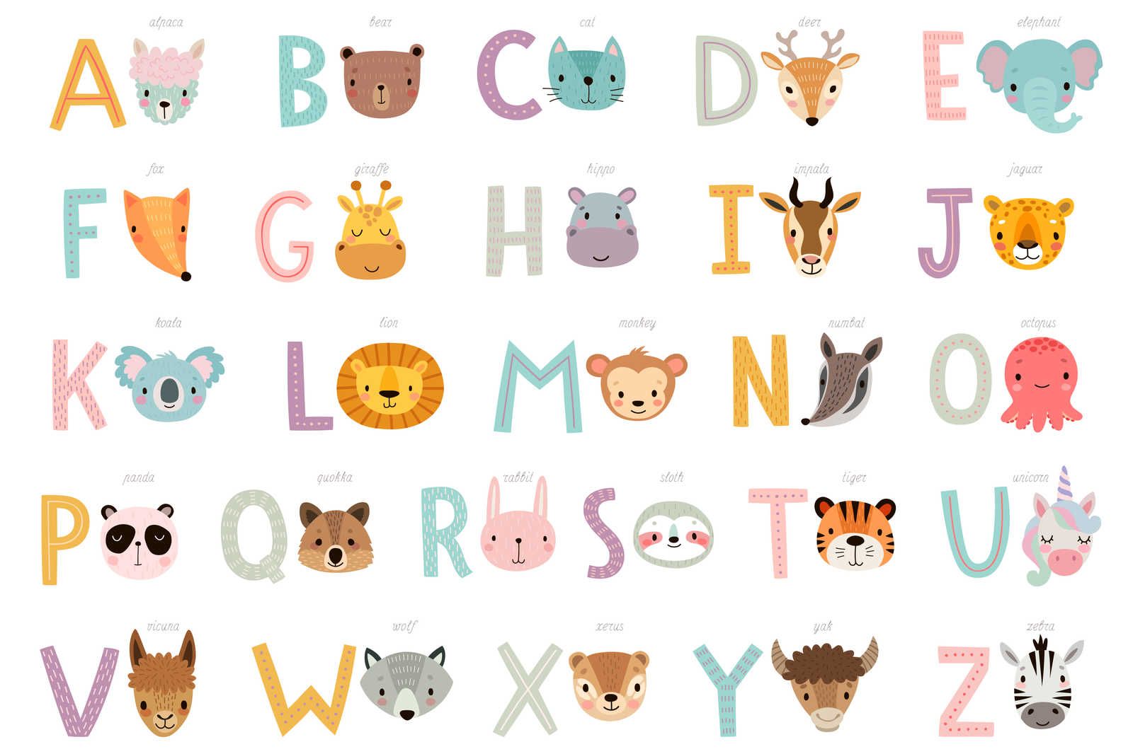             Leinwand ABC mit Tieren und Tiernamen – 90 cm x 60 cm
        