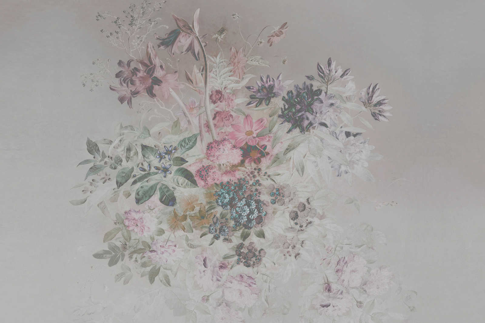            Blumen Leinwandbild mit Pastellfarben Design | rosa, grau – 0,90 m x 0,60 m
        