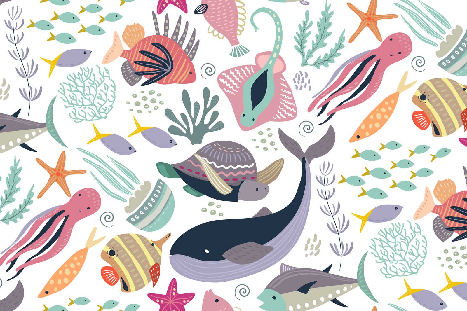             Leinwand fürs Kinderzimmer mit Unterwassertieren – 90 cm x 60 cm
        