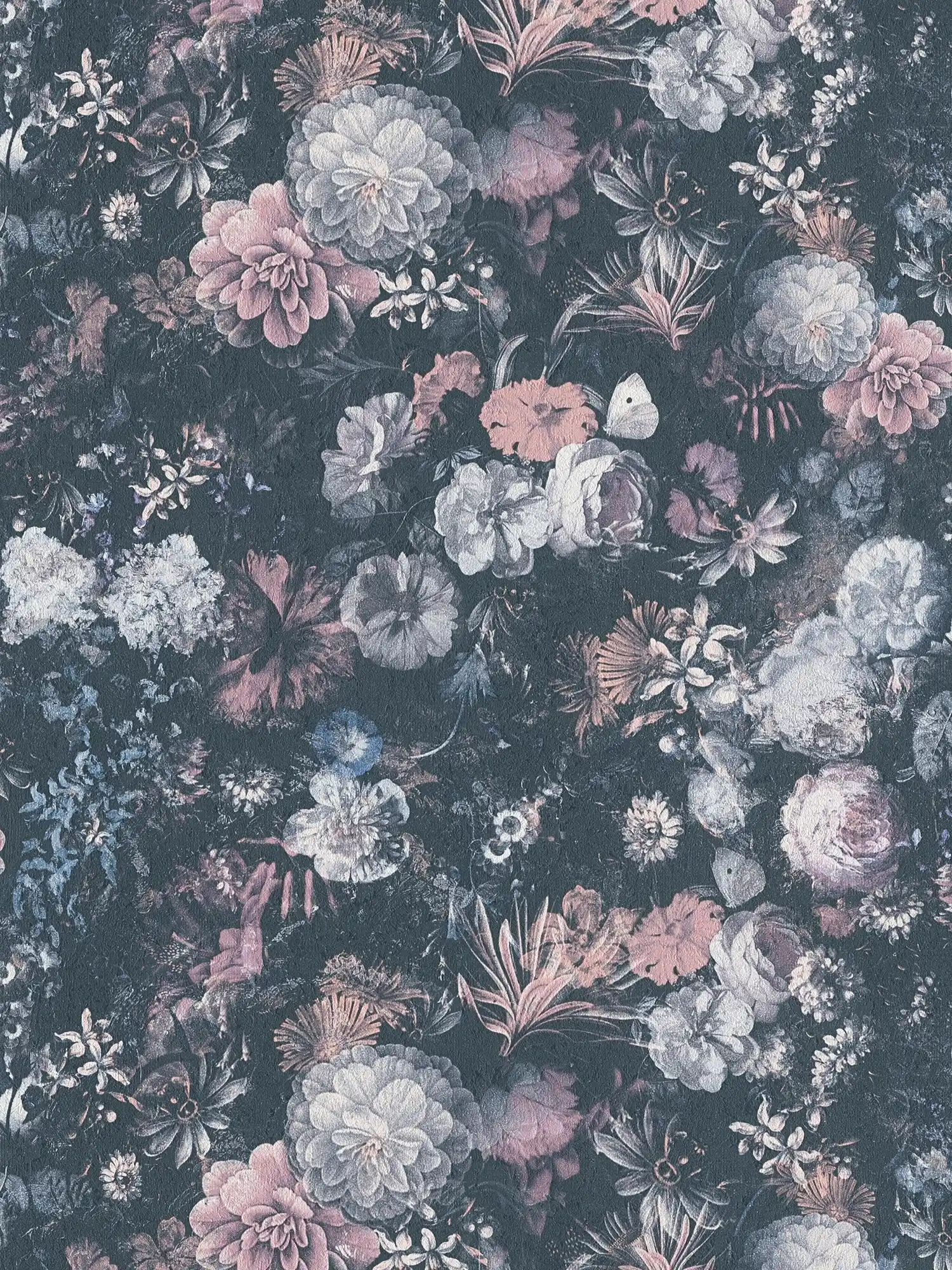         Blumentapete Rosen Gemälde mit Textureffekt – Grau, Rosa
    