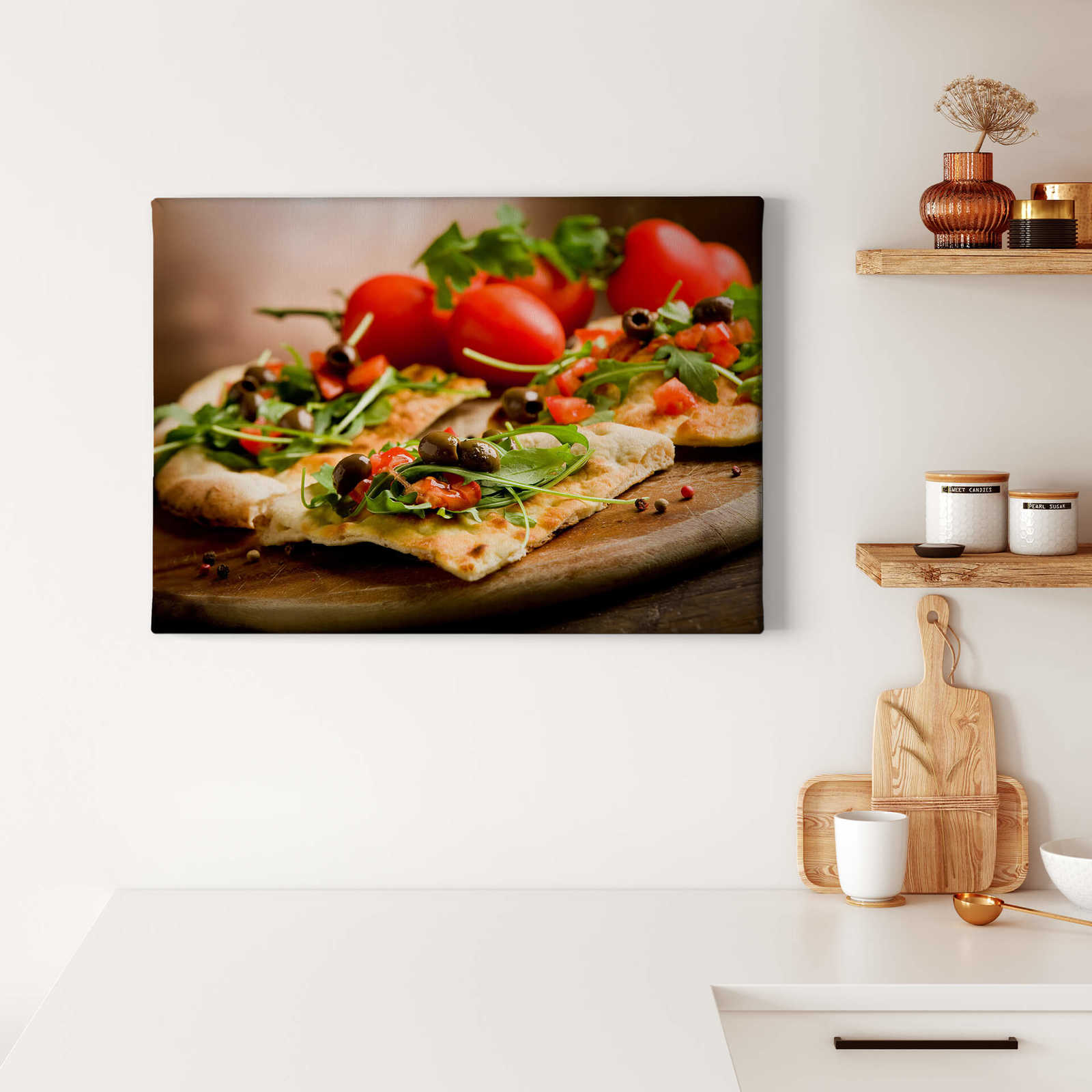             Küche Leinwandbild mit Pizza – 0,70 m x 0,50 m
        