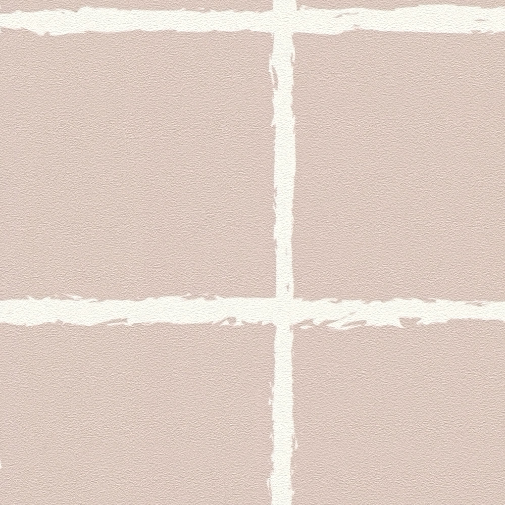             Vliestapete mit gezeichneten Netz-Muster – Rosa, Weiß
        