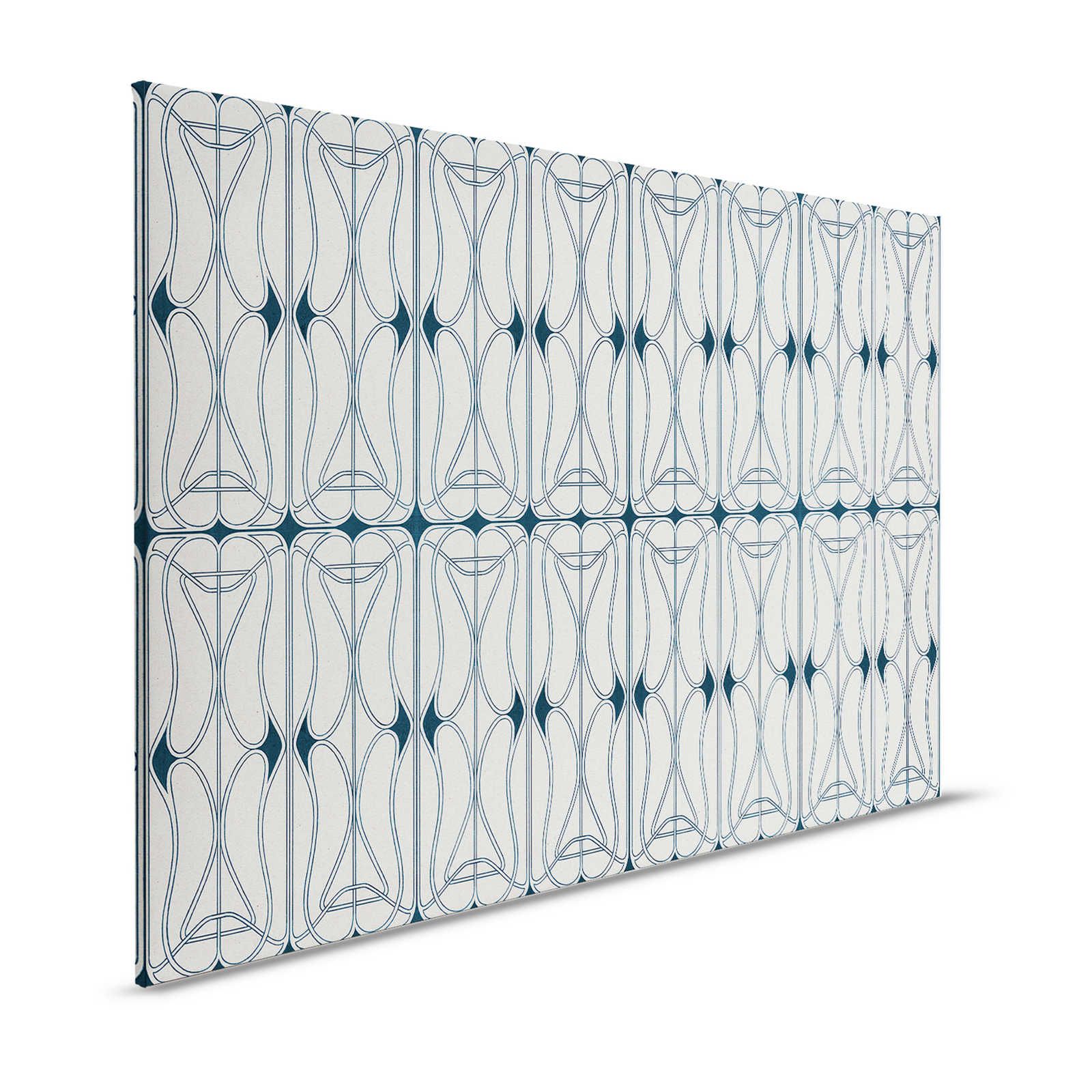         Astoria 1 - Leinwandbild Art Nouveau Muster Grau & Schwarzblau – 1,20 m x 0,80 m
    