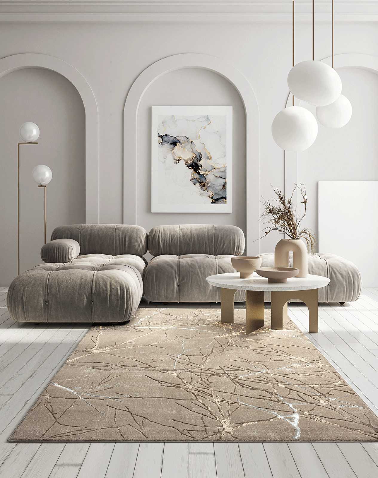 Hochflor Teppich in zarten Beige – 150 x 80 cm
