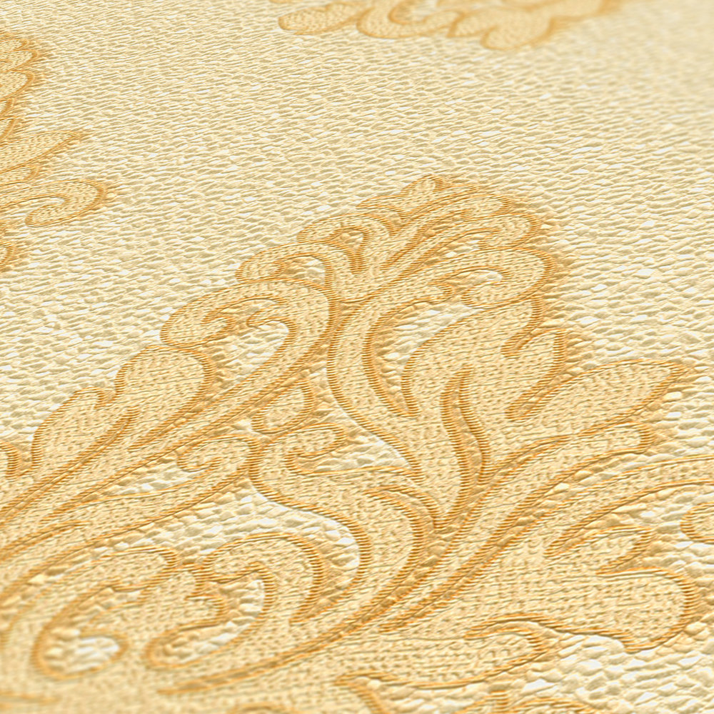             Metallic Tapete Gold-Ornamenten & Struktureffekt – Gelb, Metallic
        