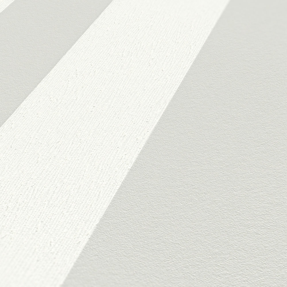             Streifen Tapete mit Strukturmuster, Blockstreifen Grau & Weiß
        