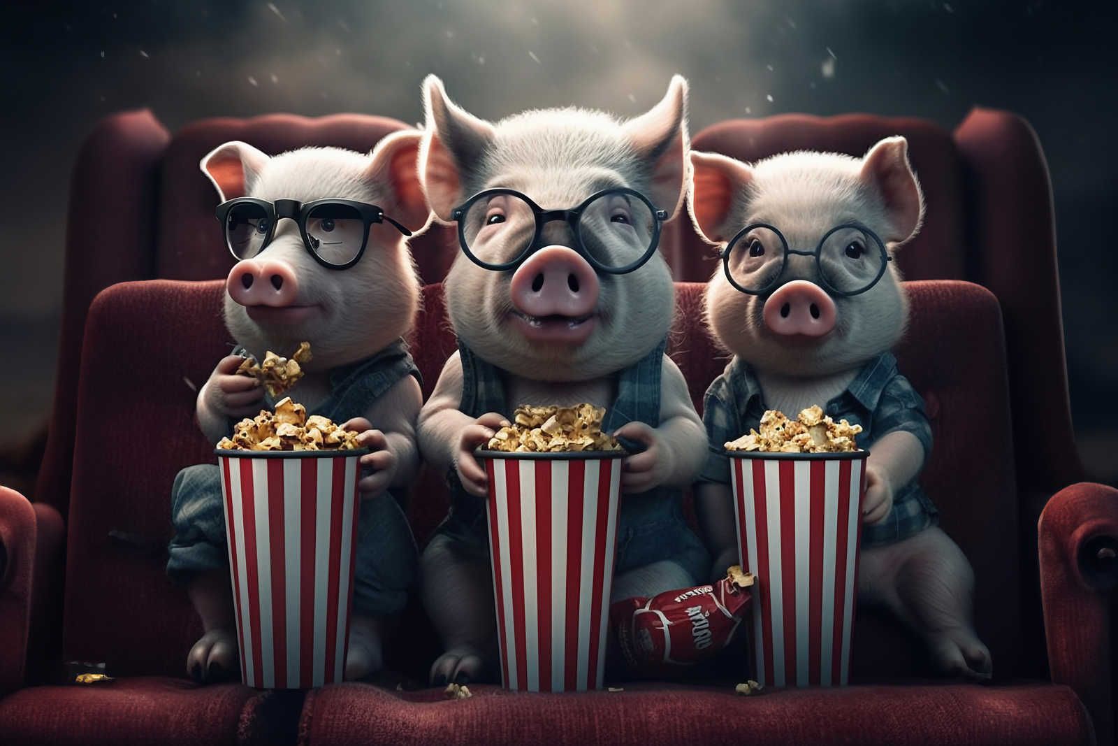             KI-Leinwandbild »popcorn pigs« – 120 cm x 80 cm
        