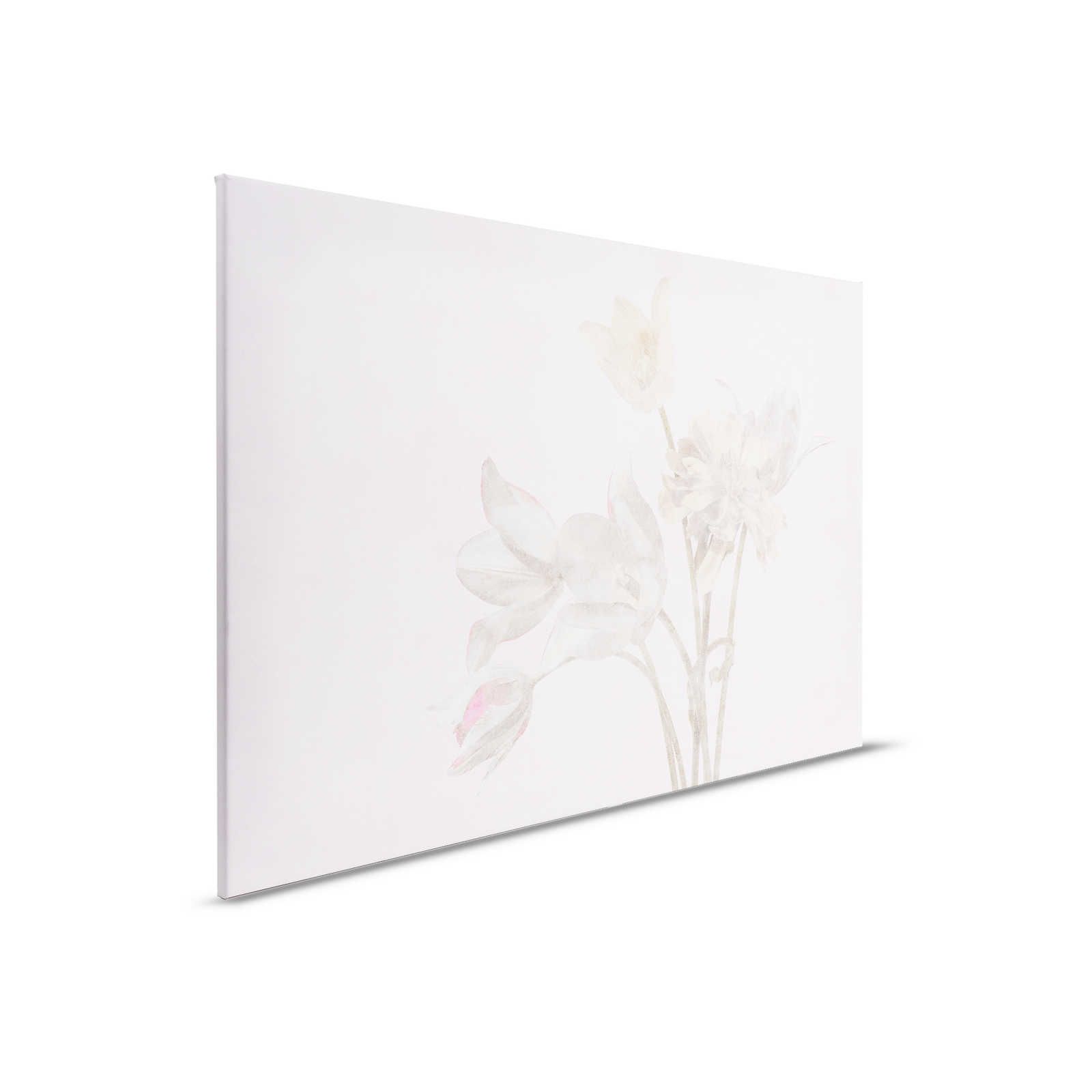 Morning Room 1 - Blumen Leinwandbild Blüten im verblassten Stil – 0,90 m x 0,60 m
