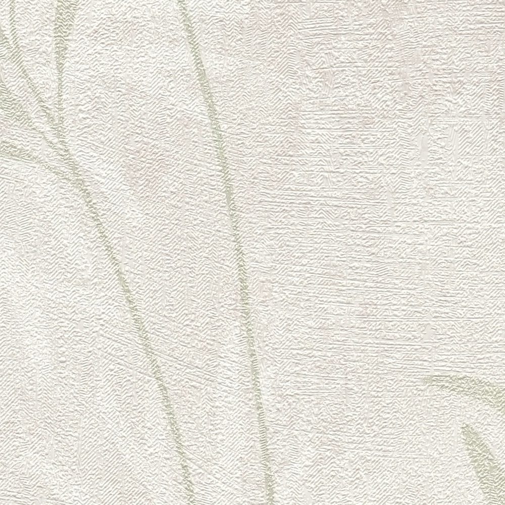             Scandinavian Style Vliestapete mit floralen Gräsern – Creme, Grün, Metallic
        