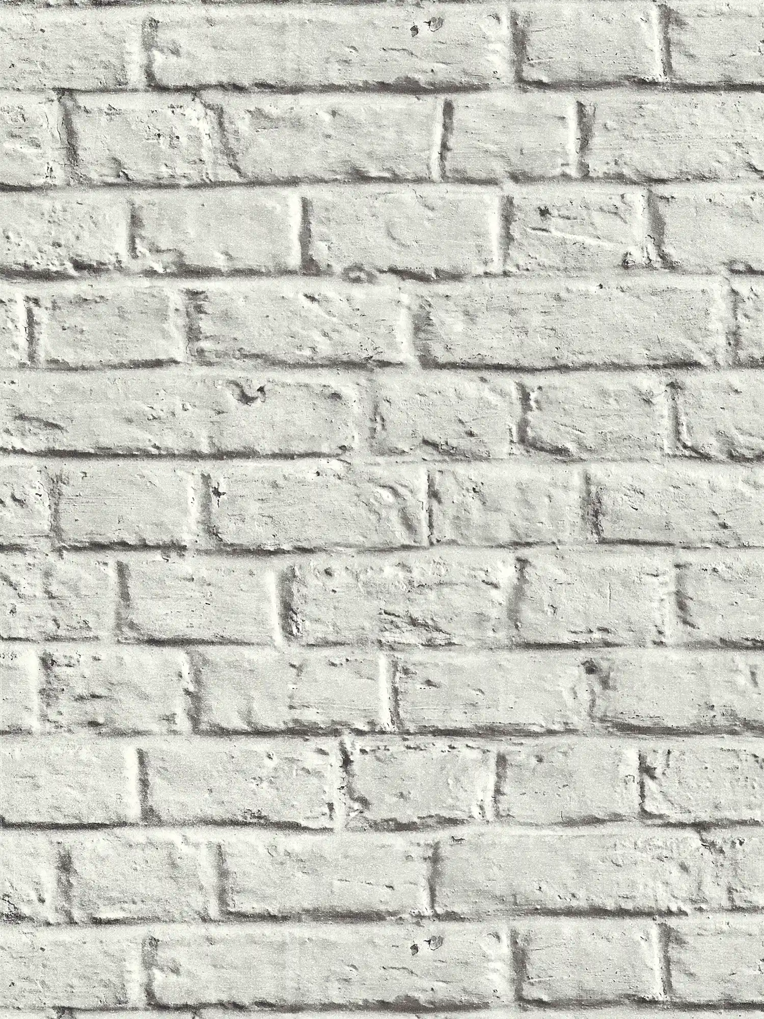 Steintapete in glatter Backsteinoptik – Grau, Weiß

