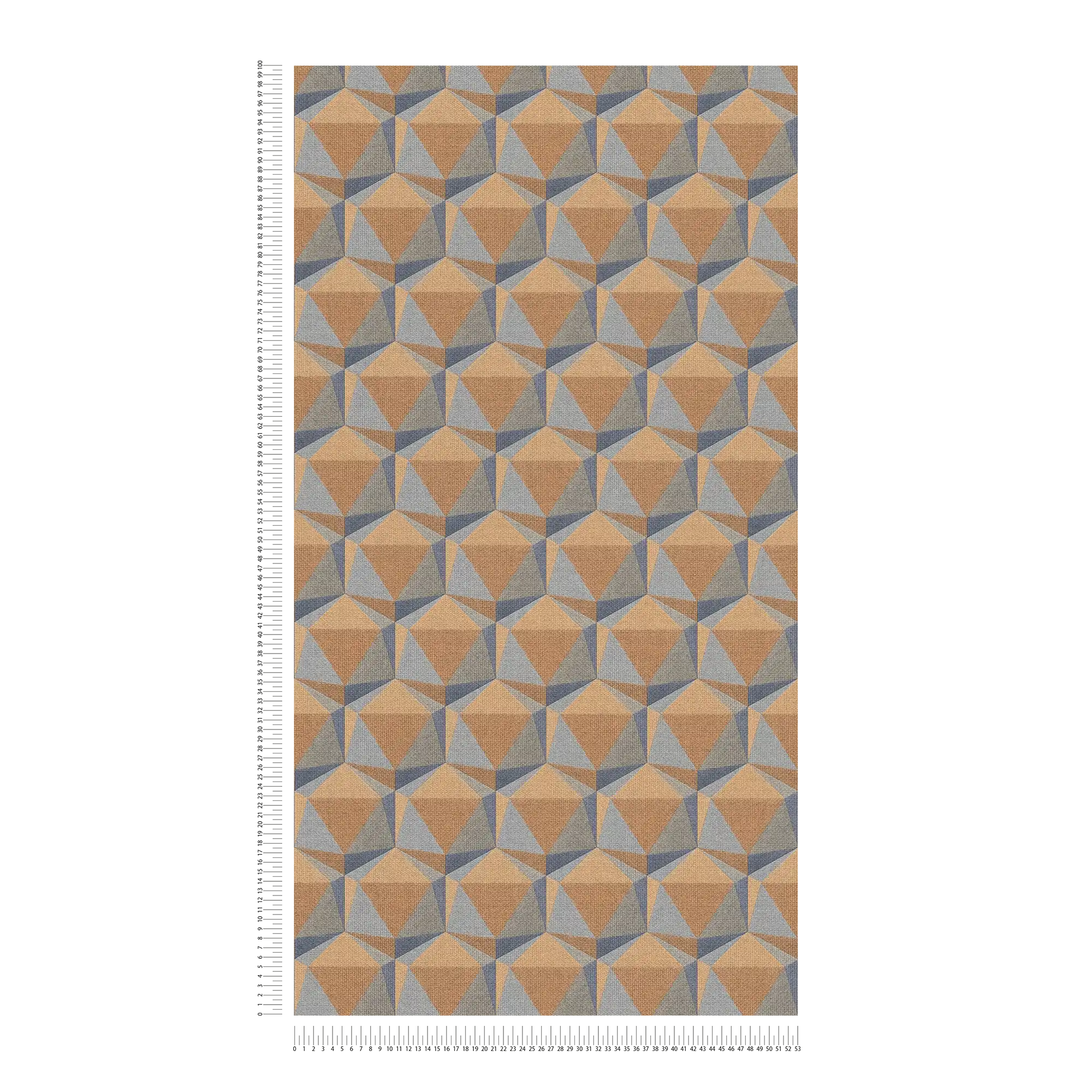             Grafiktapete Retro Muster mit 3D Design – Orange, Blau
        