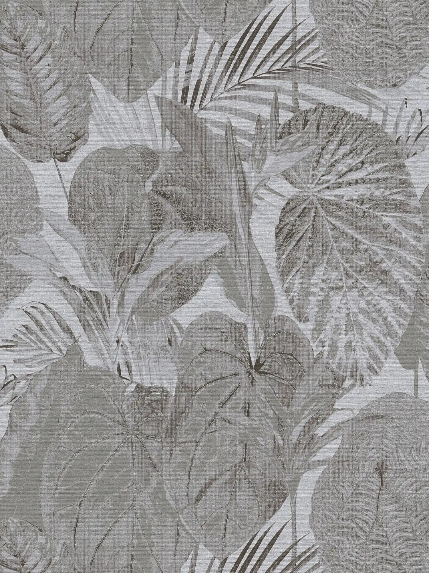Tapete mit Dschungelmuster leicht strukturiert, matt – Grau, Anthrazit
