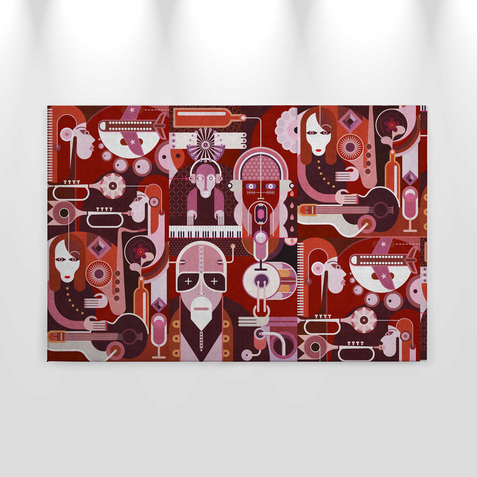             Wall of sound 2 - Abstraktes Leinwandbild mit Gesichtern in Beton Struktur – 0,90 m x 0,60 m
        