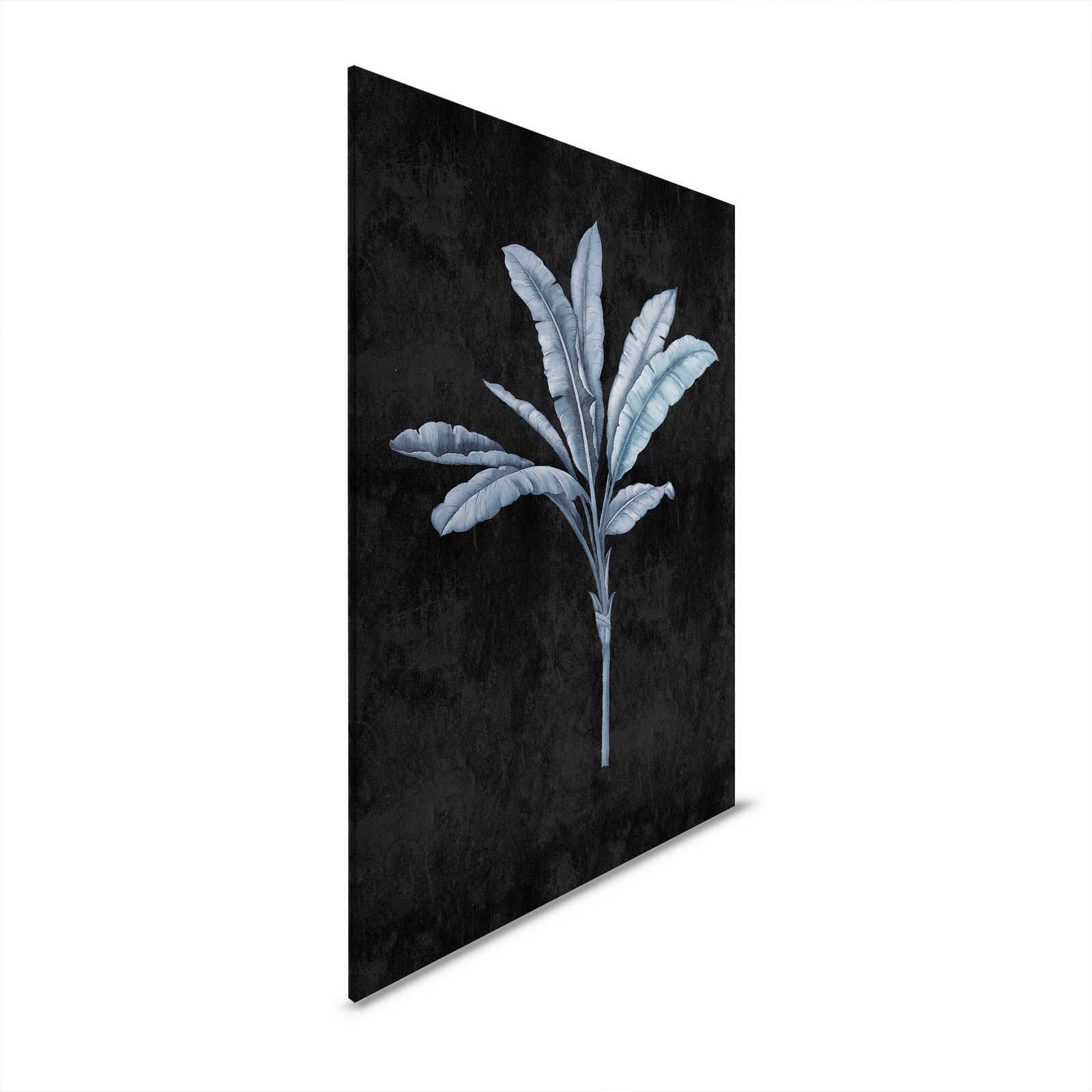         Fiji 2 - Leinwandbild Schwarz mit Blau Grauem Palmen-Motiv – 0,60 m x 0,90 m
    