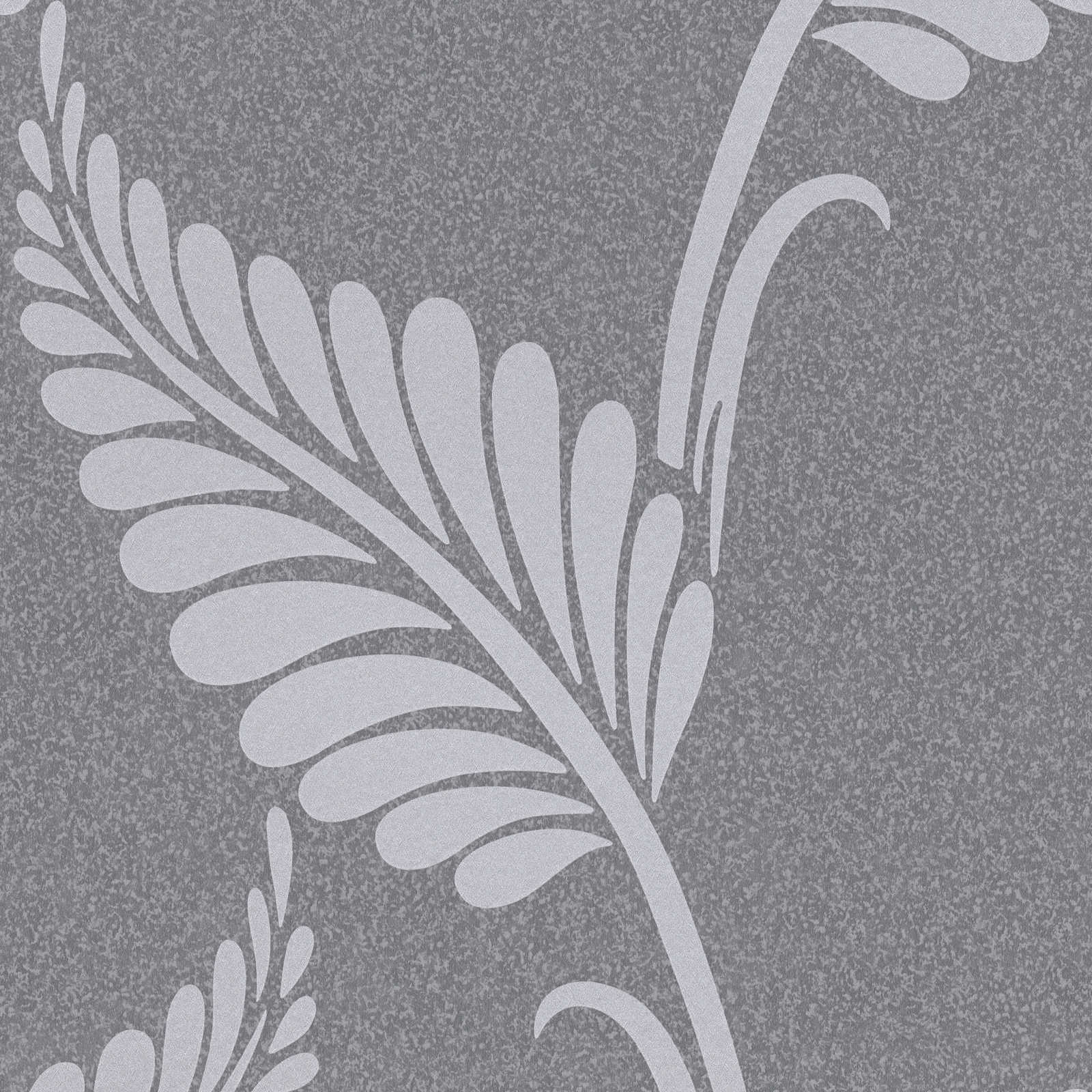 Glänzende Barock Papiertapete mit Ornamenten – Grau, Silber
