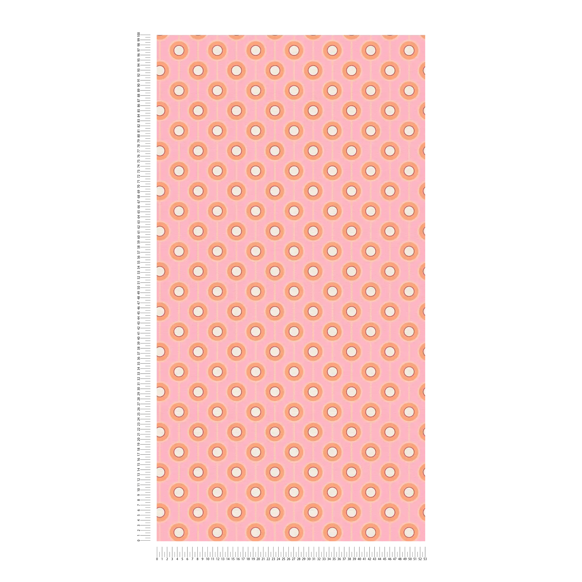             Leicht strukturierte Tapete mit Kreis Bemusterung – Pink, Orange, Beige
        