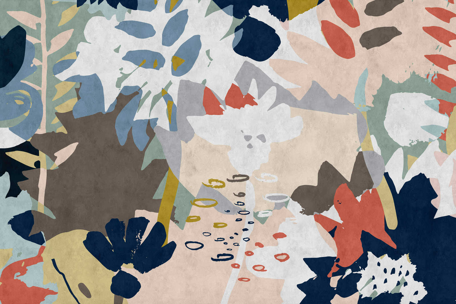             Floral Collage 4 - Leinwandbild mit buntem Blattmotiv - Löschpapier Struktur – 0,90 m x 0,60 m
        