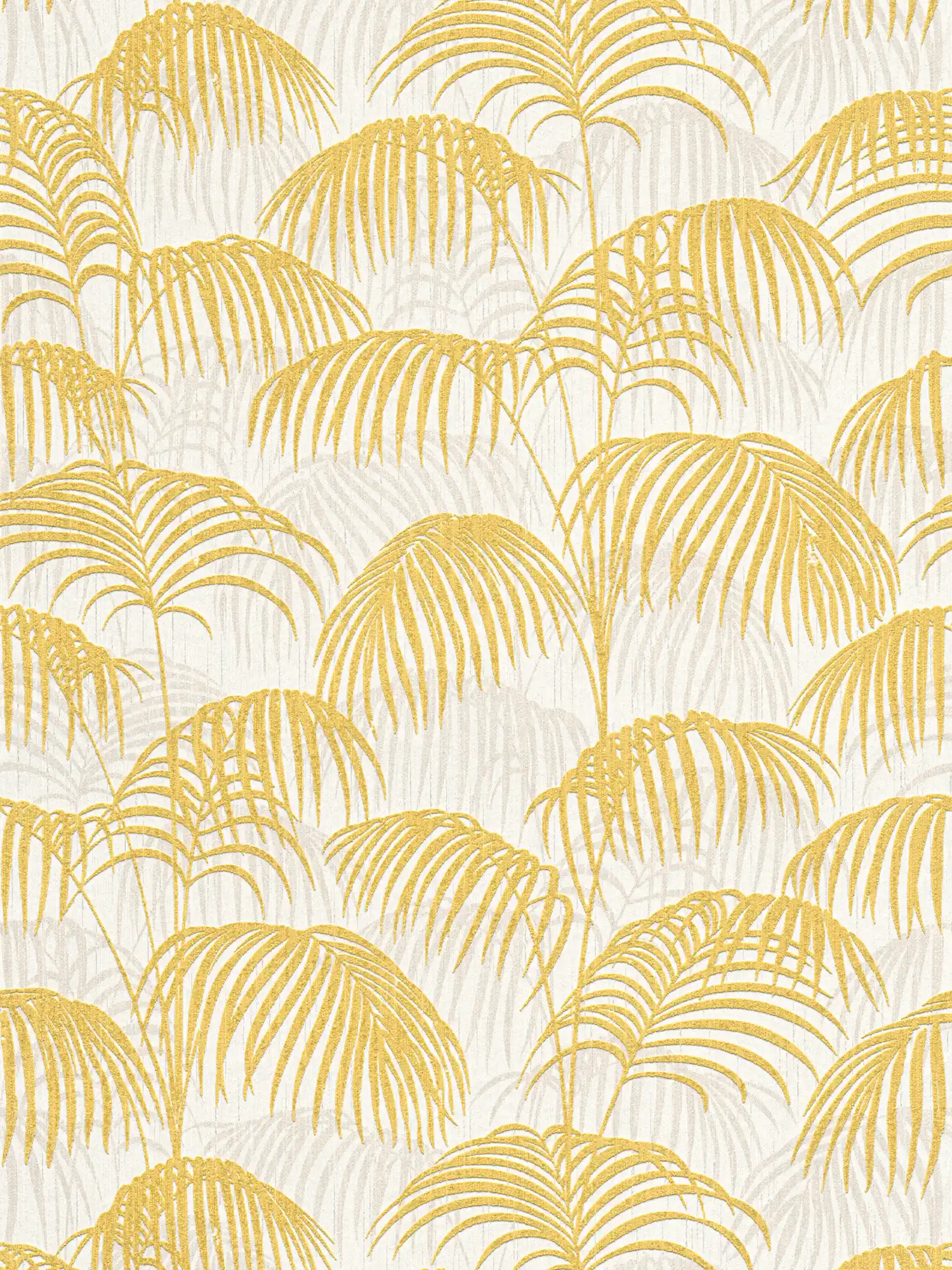         Palmen Tapete mit Gold-Effekt & Strukturdesgin – Metallic, Weiß
    