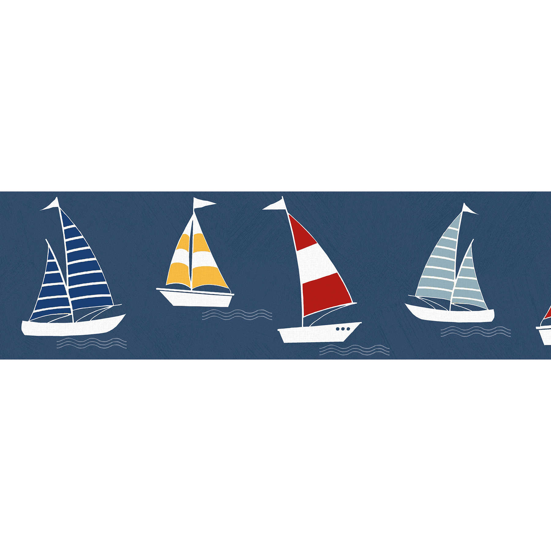        Kinder Bordüre "Segelboote" für Jungenzimmer – Blau, Rot, Gelb
    