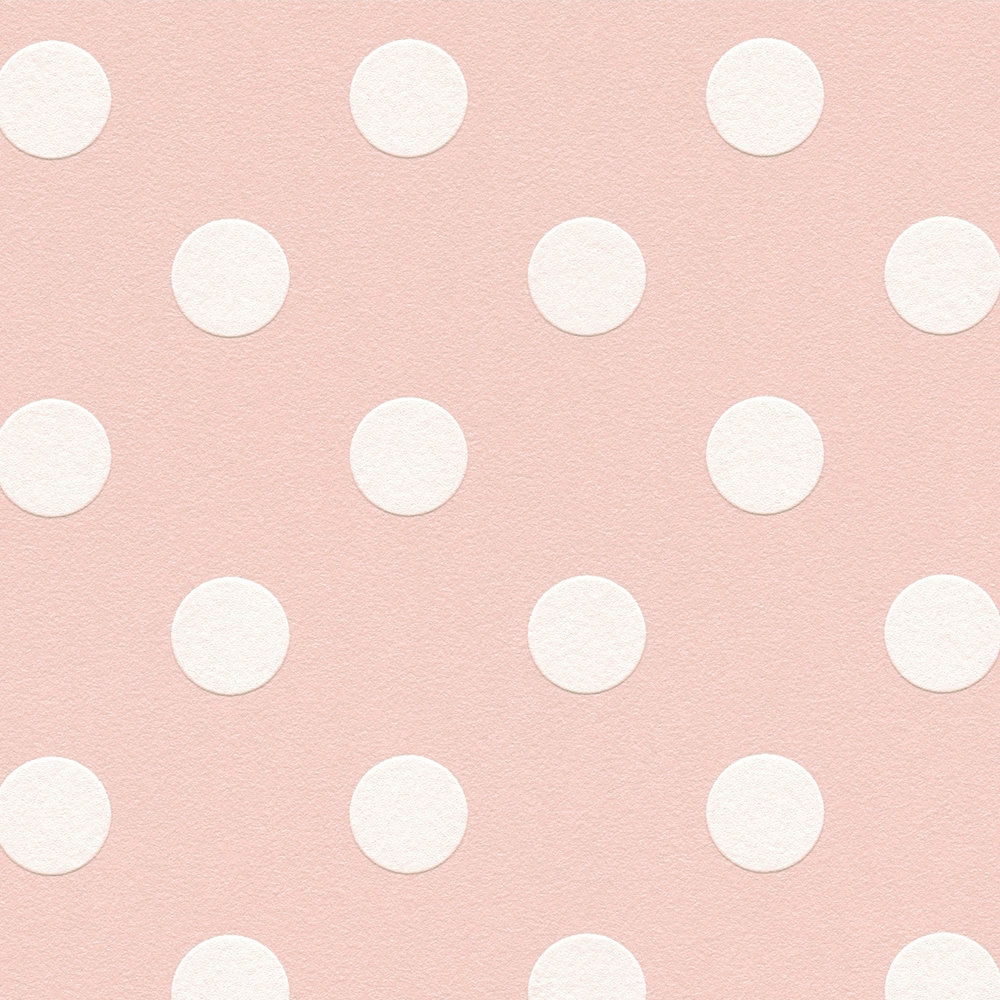             Rosa Punkte Tapete, Polka Dots für Mädchenzimmer – Rosa, Weiß
        