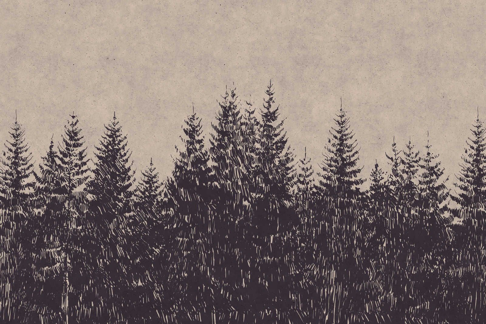             Leinwandbild Wald Tannen im Zeichenstil – 1,20 m x 0,80 m
        