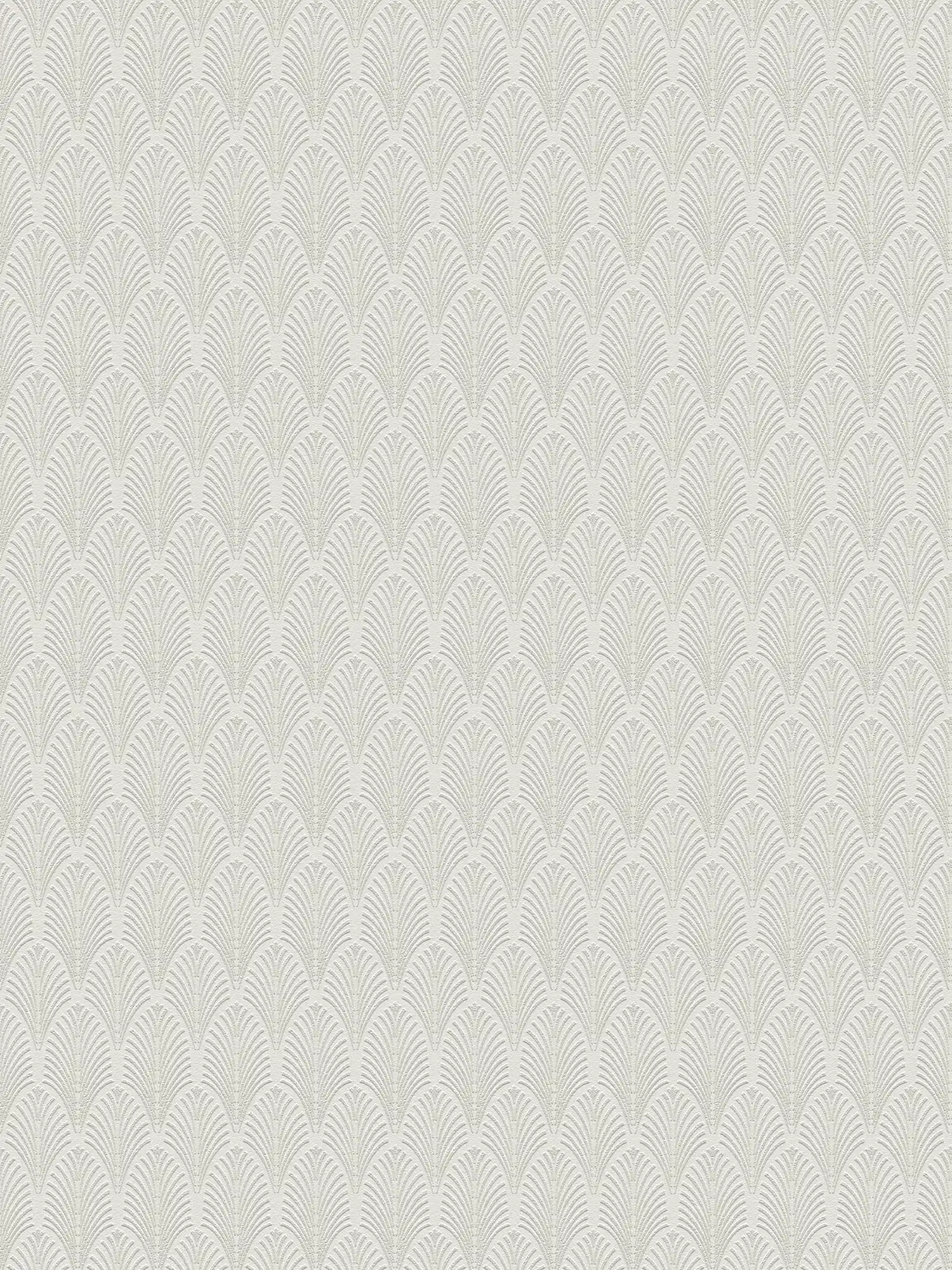 Mustertapete Metallic-Design im Art-Deco-Stil – Weiß, Silber
