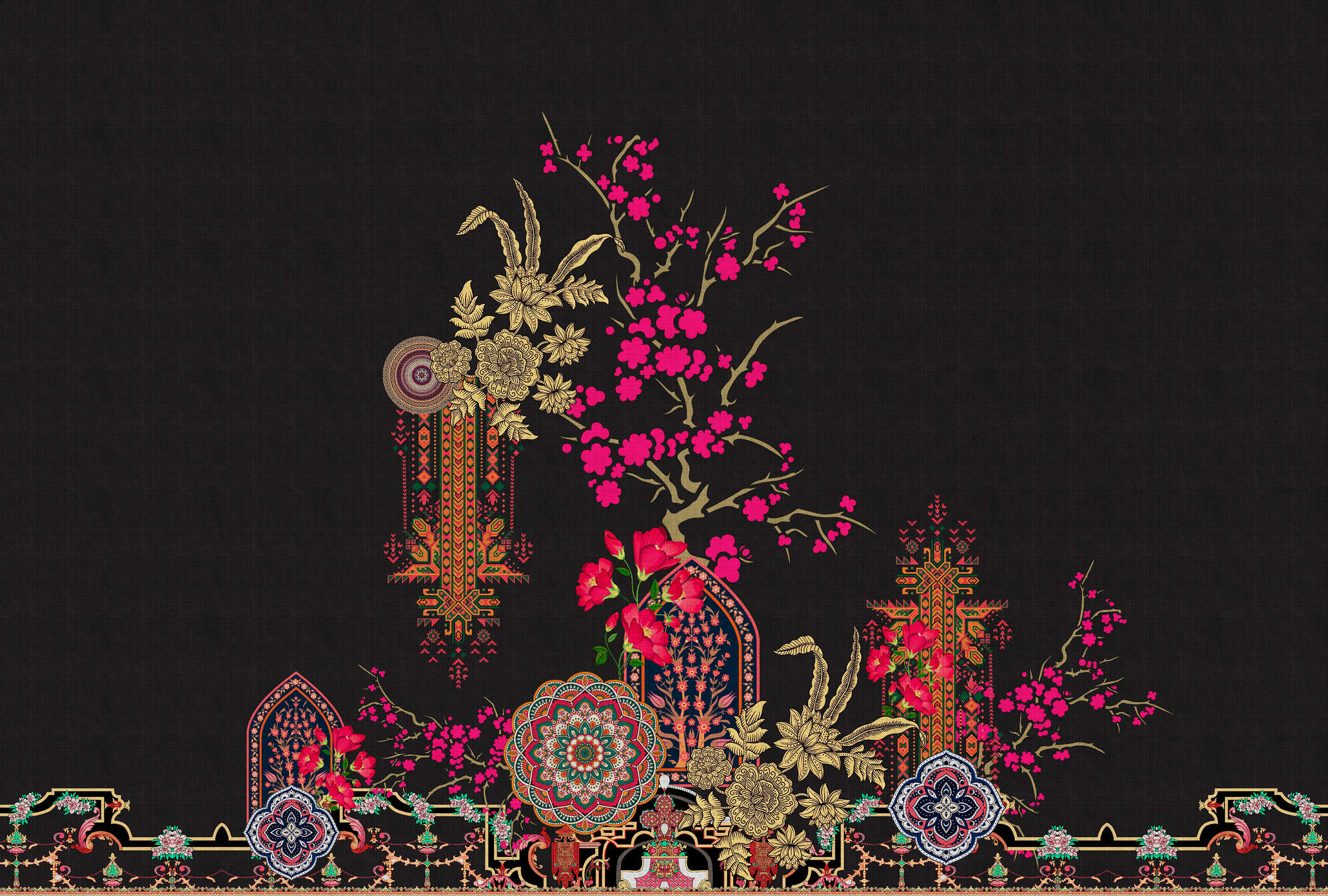             Oriental Garden 2 – Fototapete Tropische Muster & Blüten
        