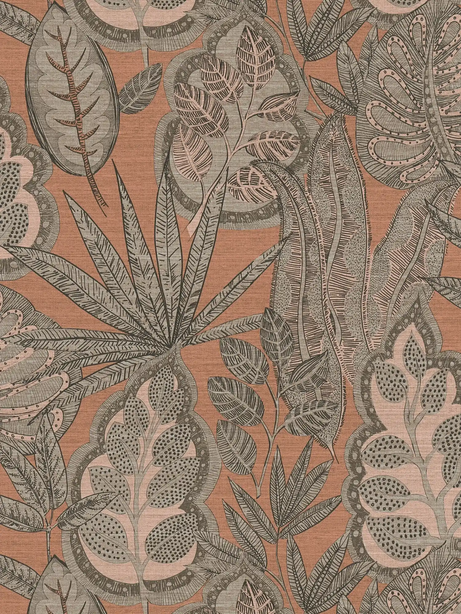 Vliestapete floral im grafischen Design mit leichter Struktur, matt – Rosa, Grau, Taupe
