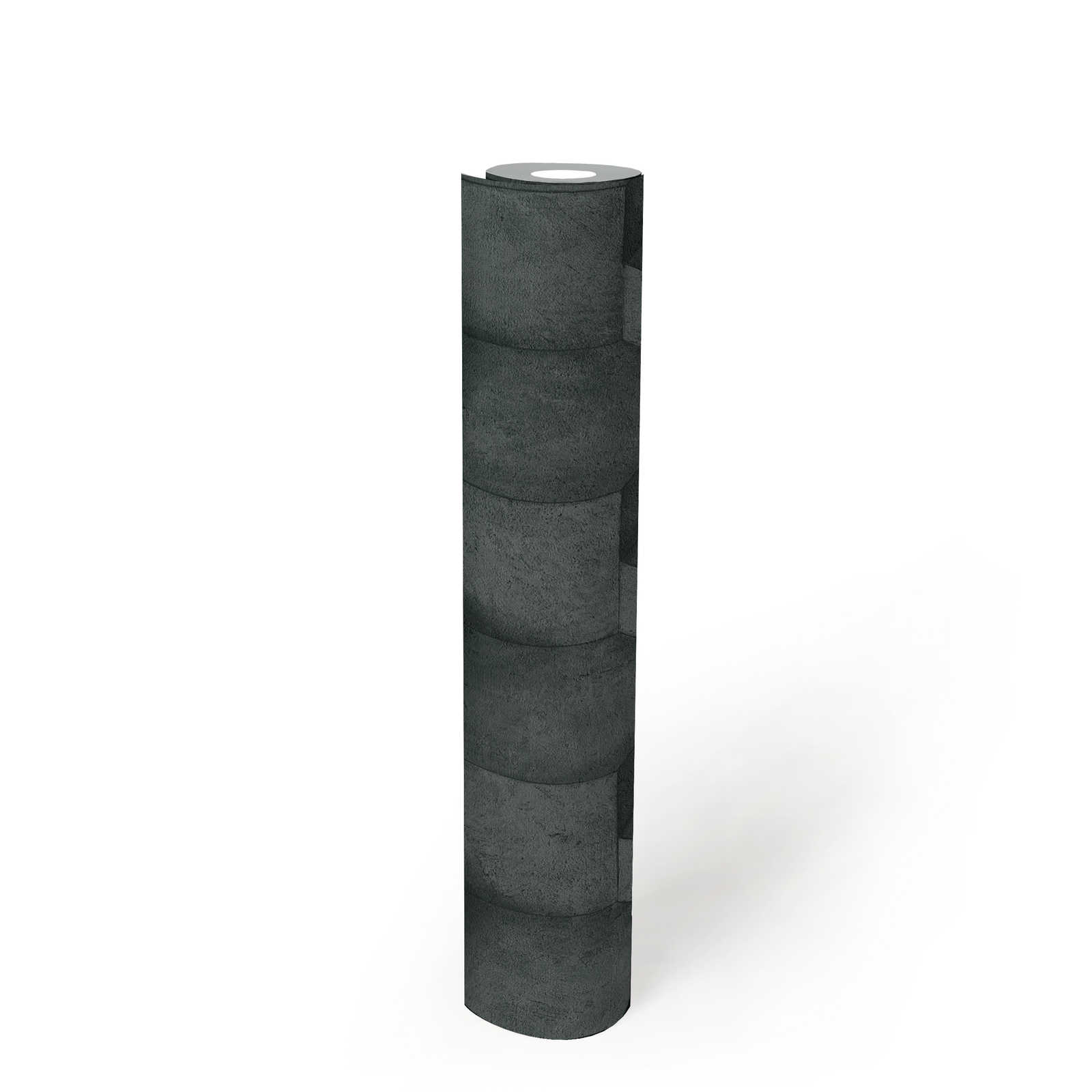             Anthrazit Tapete mit 3D Betonoptik – Schwarz, Grau
        