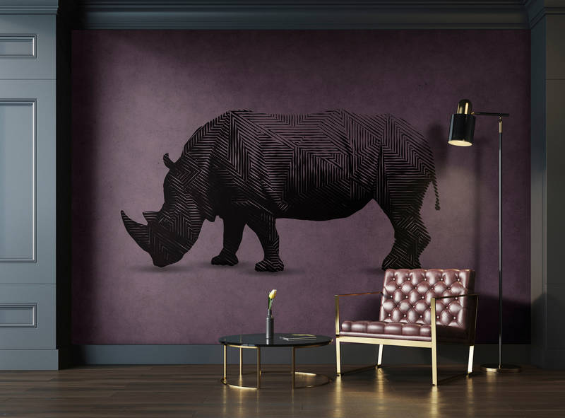             Moderne Fototapete mit Nashorn im Grafik-Stil
        