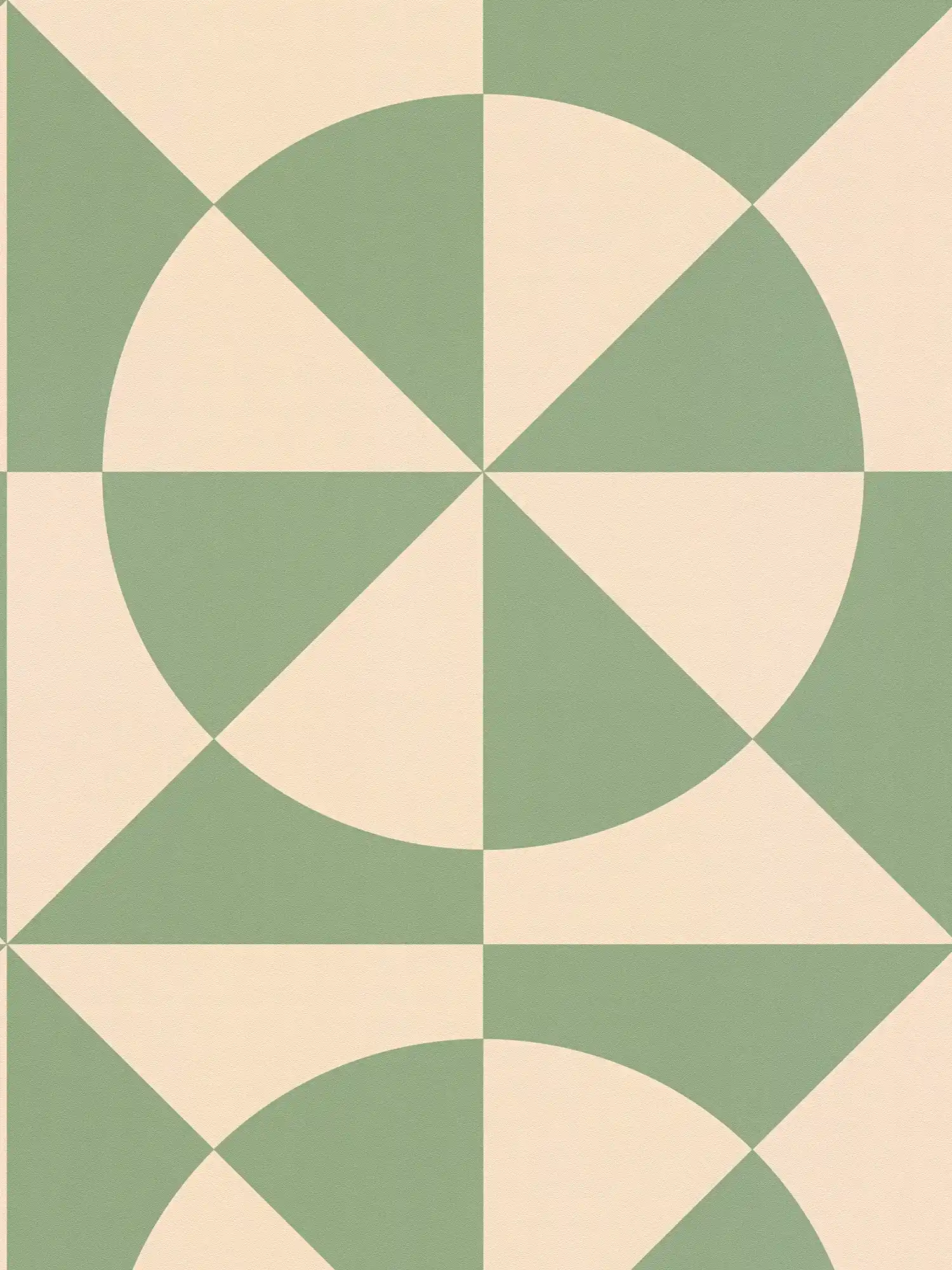 Vliestapete mit Kreismuster & geometrischen Formen – Beige, Grün

