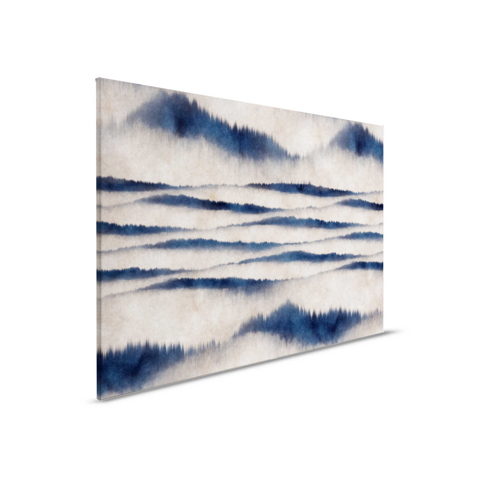 Leinwandbild abstraktes Muster Wellen | blau, weiß – 0,90 m x 0,60 m

