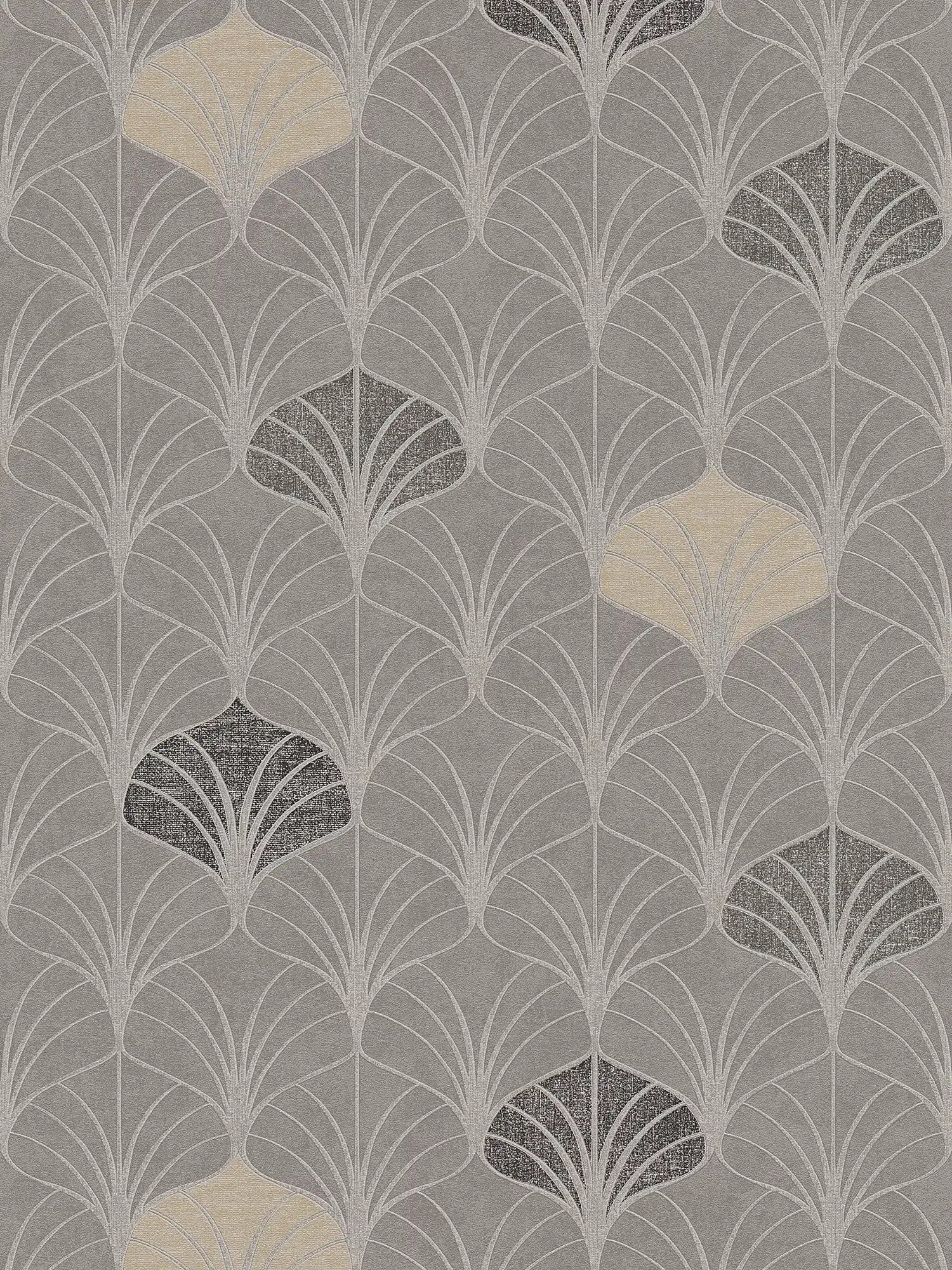 Mustertapete Art-Deco-Stil mit Metallic Effekt – Grau, Beige, Braun
