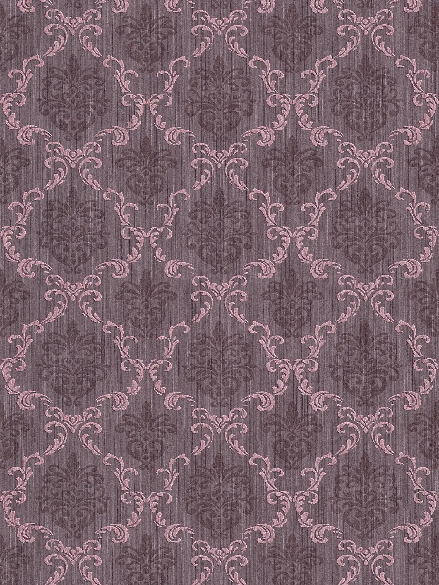 Barock Tapete mit Ornamenten & Strukturmuster – Violett

