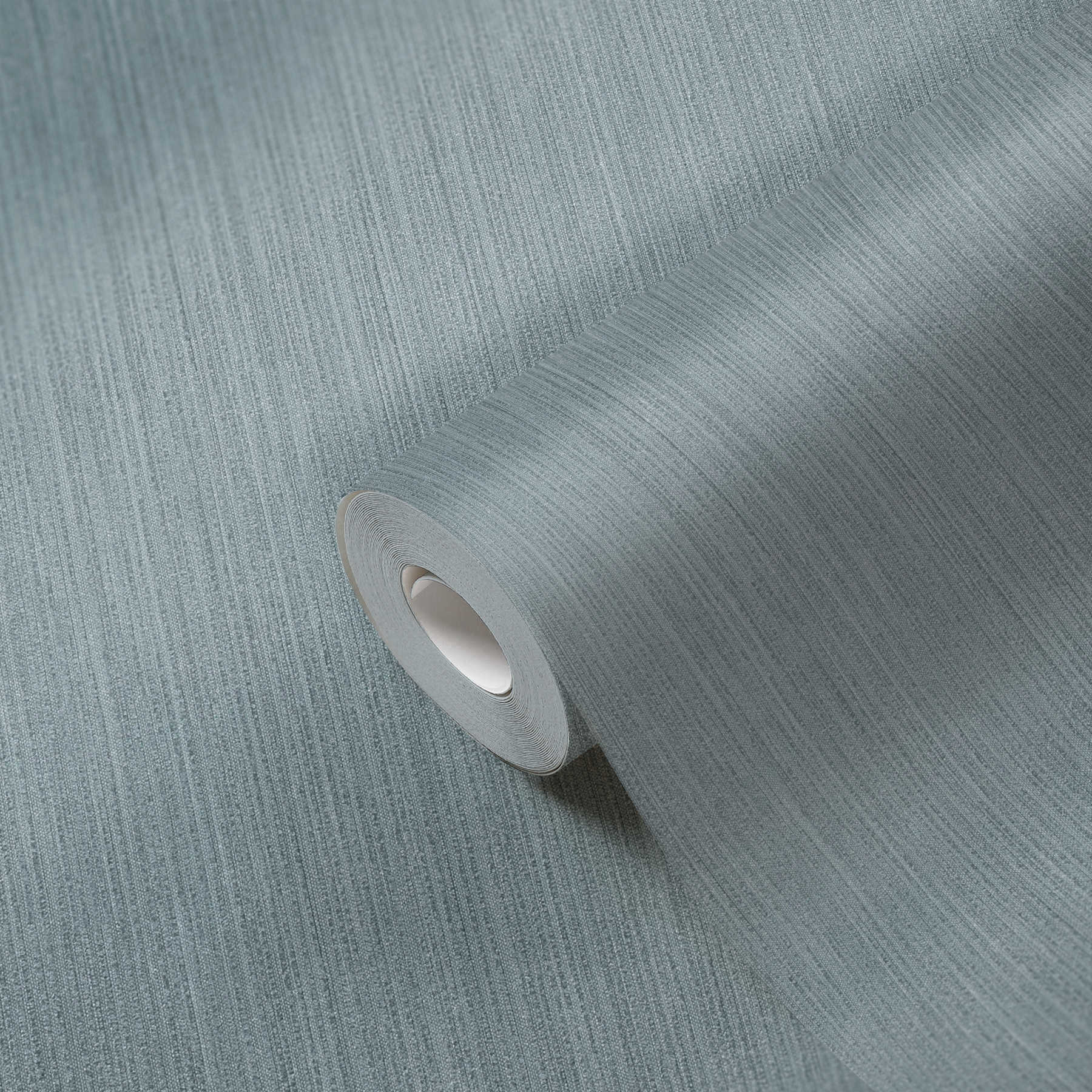             Jeans-Blaue Vliestapete mit Textiloptik – Blau, Grün
        