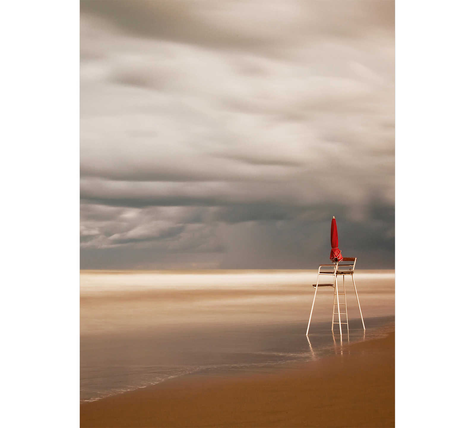 Fototapete Stuhl am Strand – Beige, Grau
