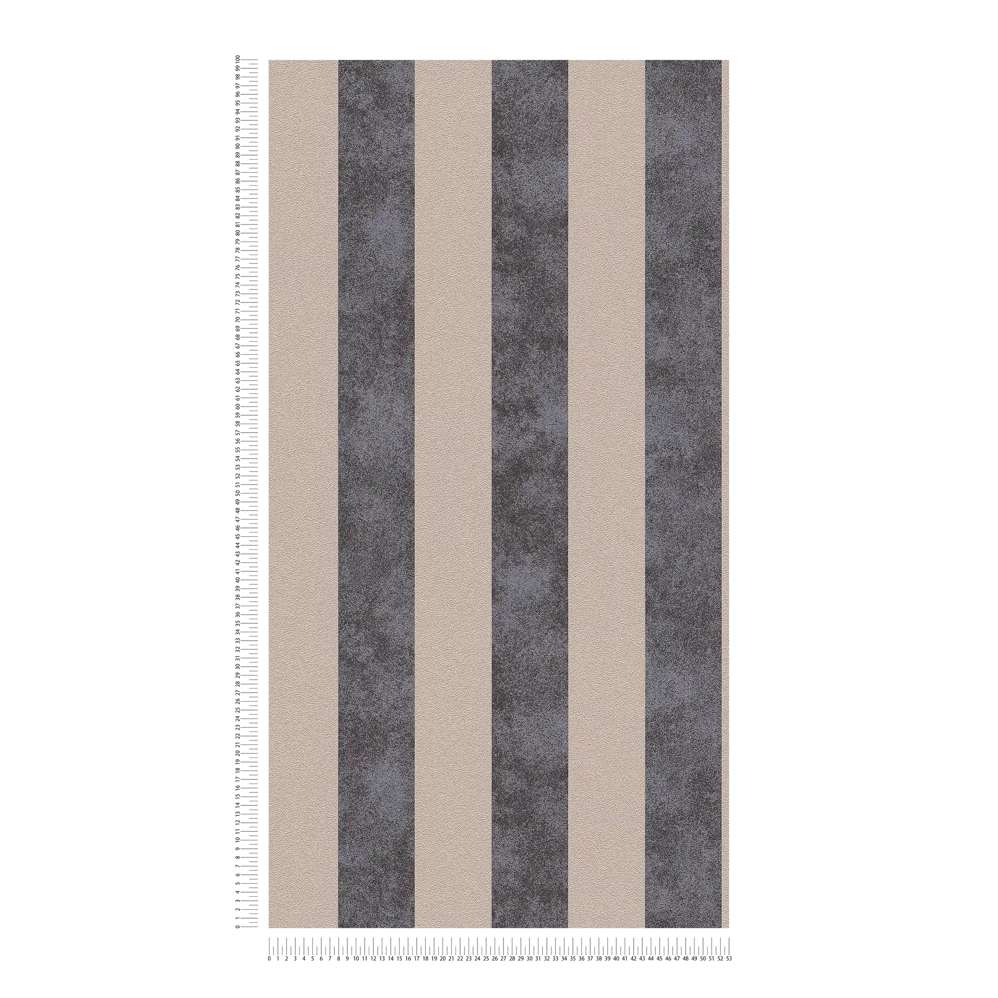             Blockstreifen-Tapete mit Farb- und Strukturmuster – Schwarz, Beige, Silber
        