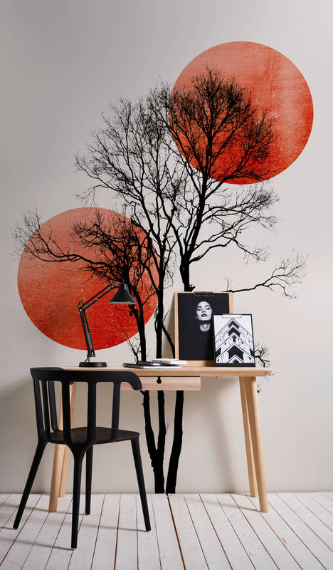             Fototapete Baum mit Farbakzent im minimalistischen Stil
        