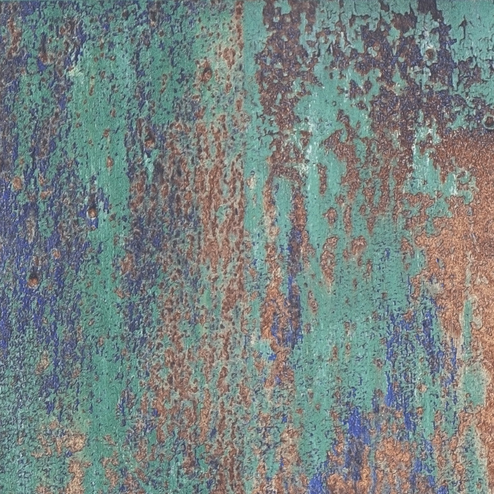             Selbstklebende Tapete | Rostoptik Design rustikales Metall – Blau, Braun
        