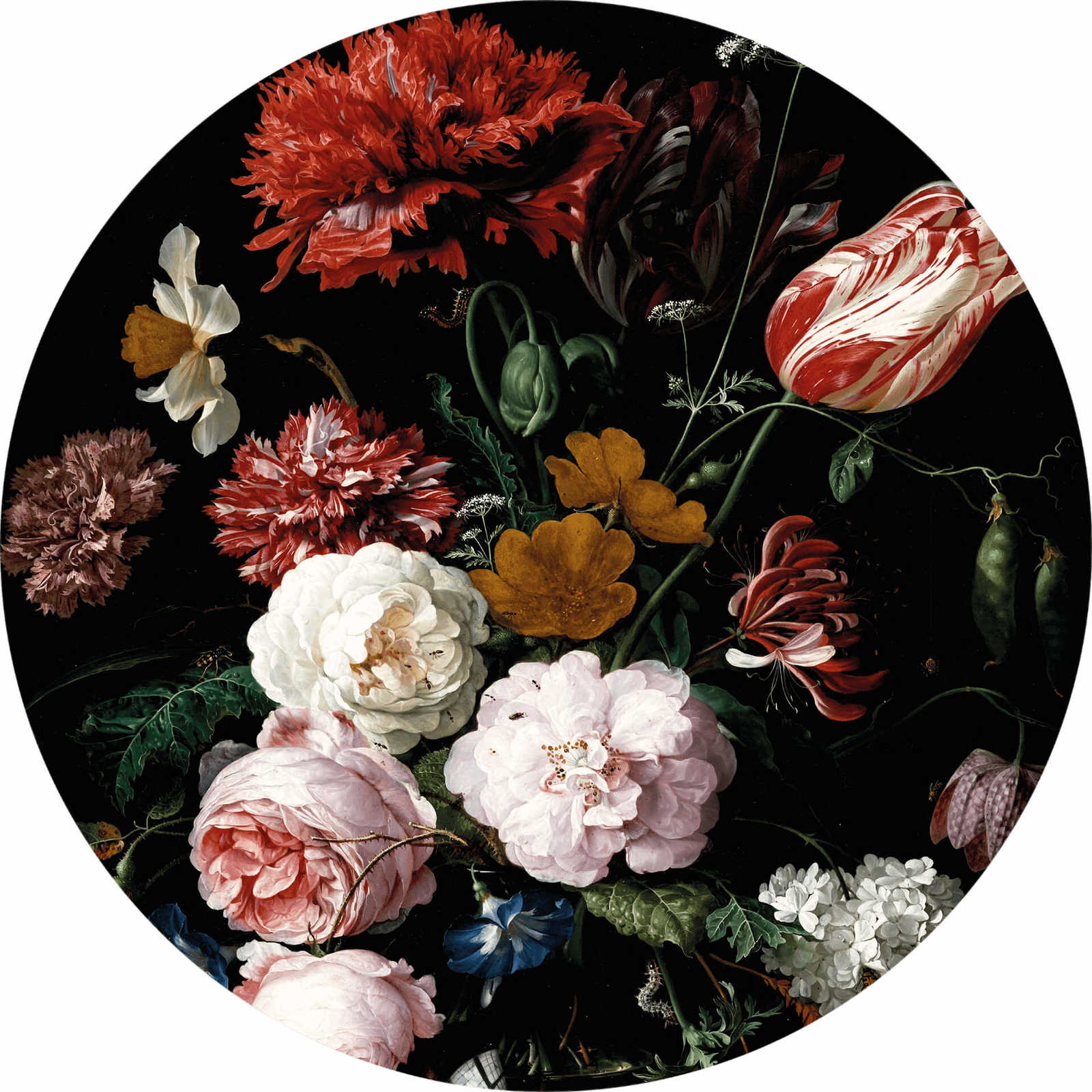 runde Fototapete Blumenvase – Bunt
