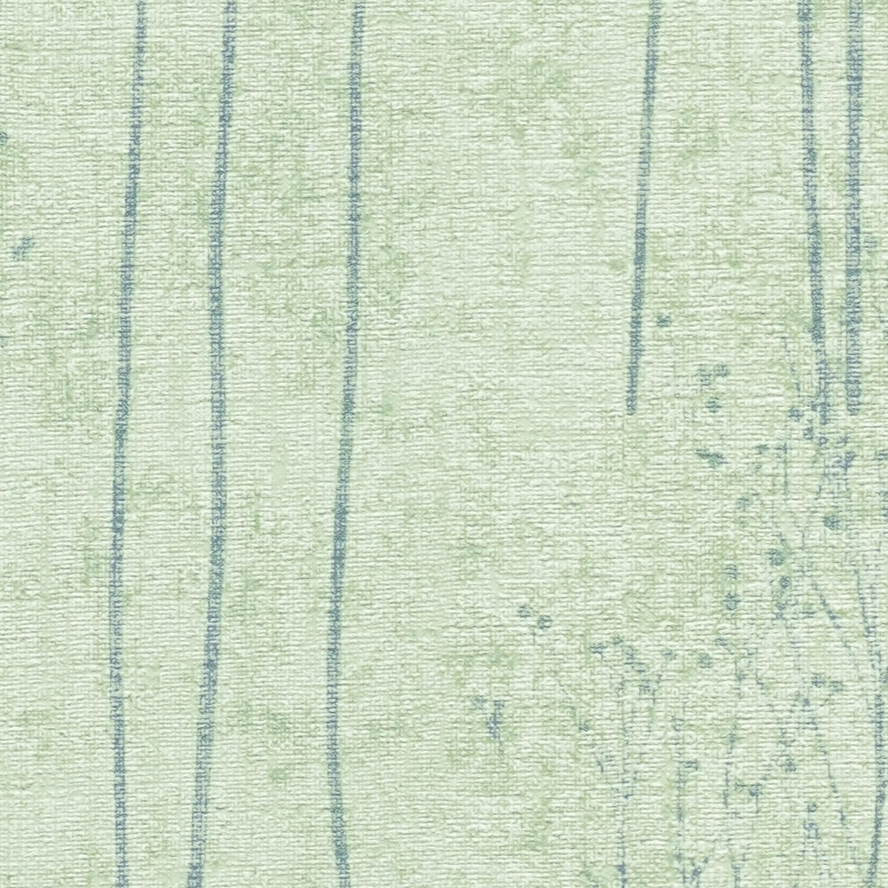             Mintgrüne Tapete mit Naturdesign im Scandi Stil – Grün
        