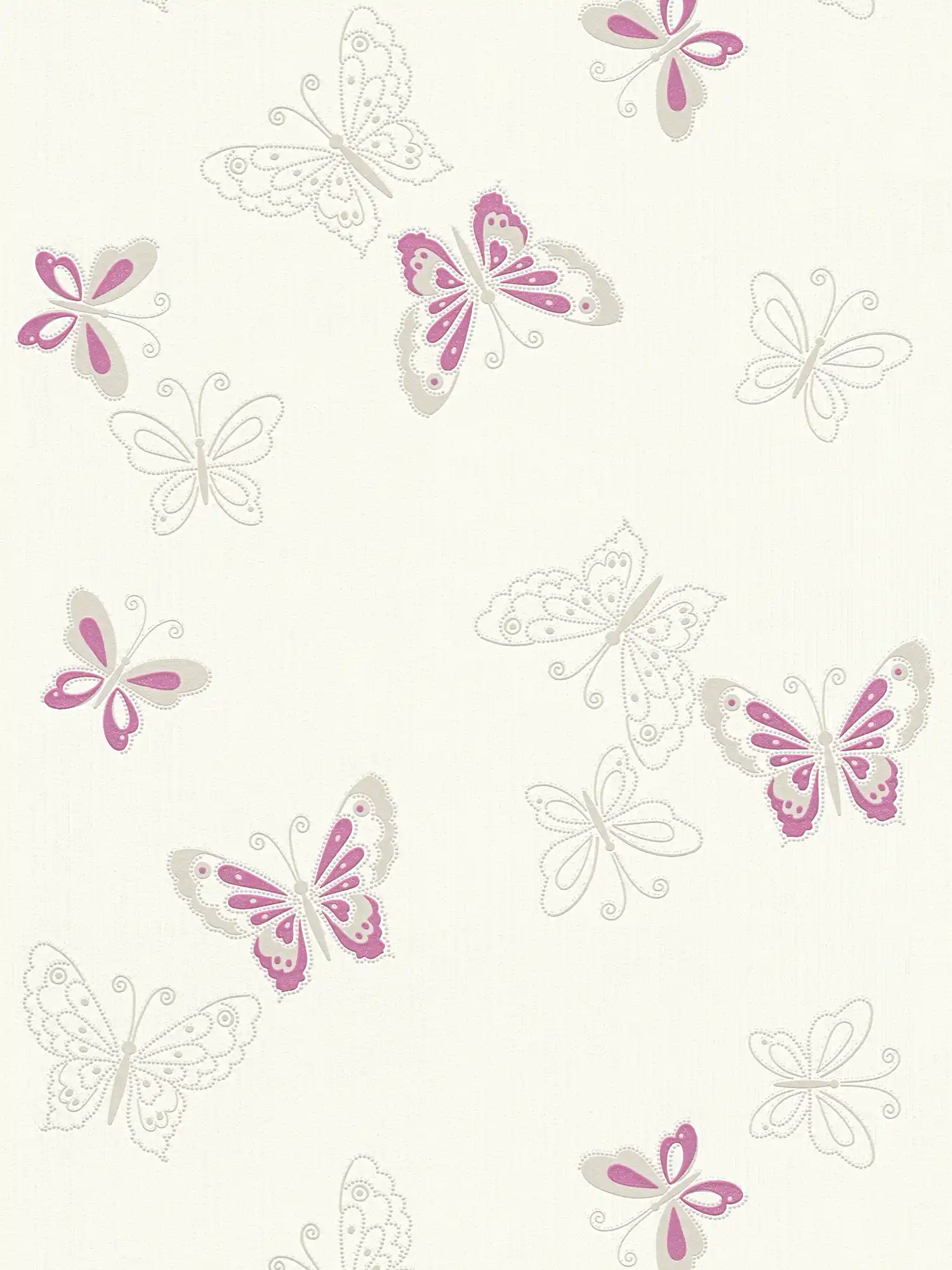 Kinderzimmer Tapete mit Schmetterling – Beige, Violett
