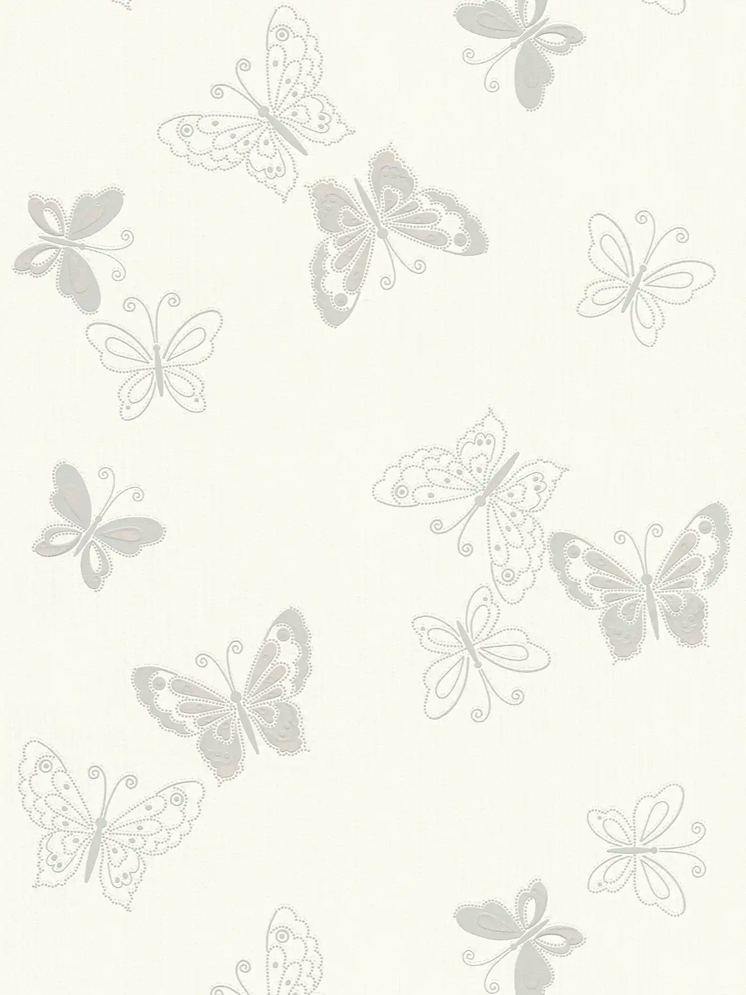 Schmetterling Tapete mit Metallic Effekt – Beige, Silber
