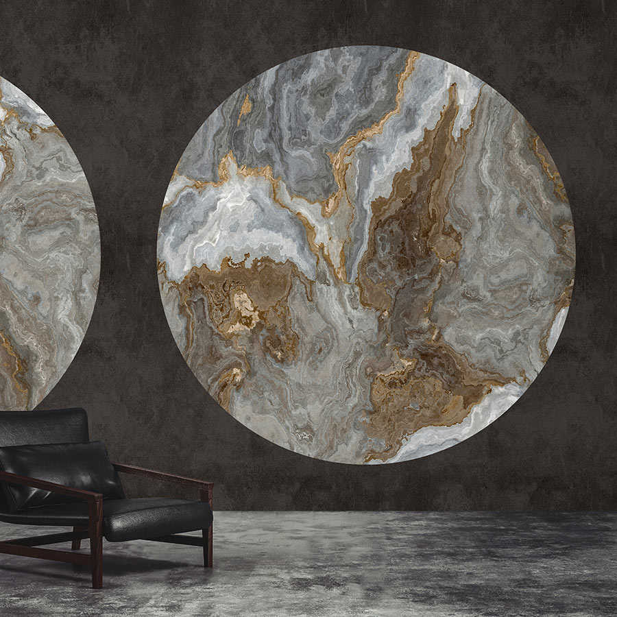 Luna 1 – Marmor Fototapete Kreis Design & schwarze Putzoptik
