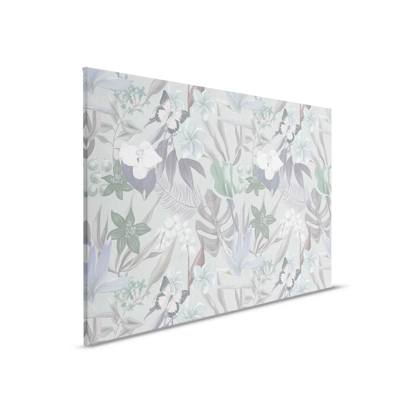         Florales Dschungel Leinwandbild gezeichnet | grün, weiß – 0,90 m x 0,60 m
    