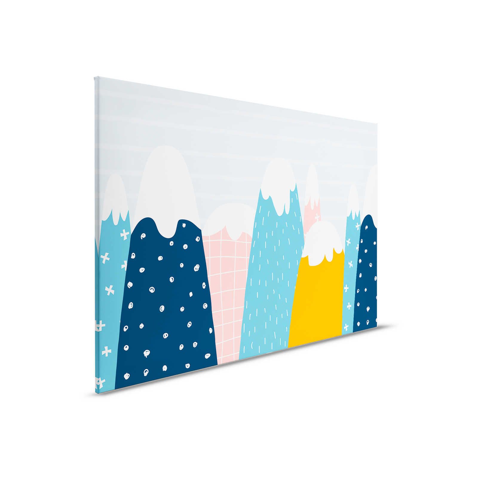 Leinwand mit verschneiten Hügeln im gemalten Stil – 90 cm x 60 cm
