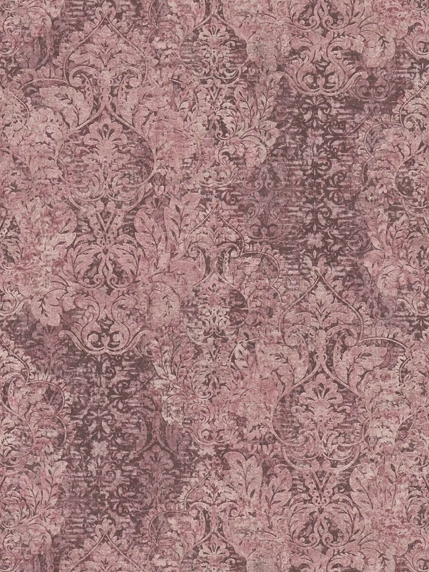         Vintage Tapete mit Used Look Ornamenten – Rosa
    